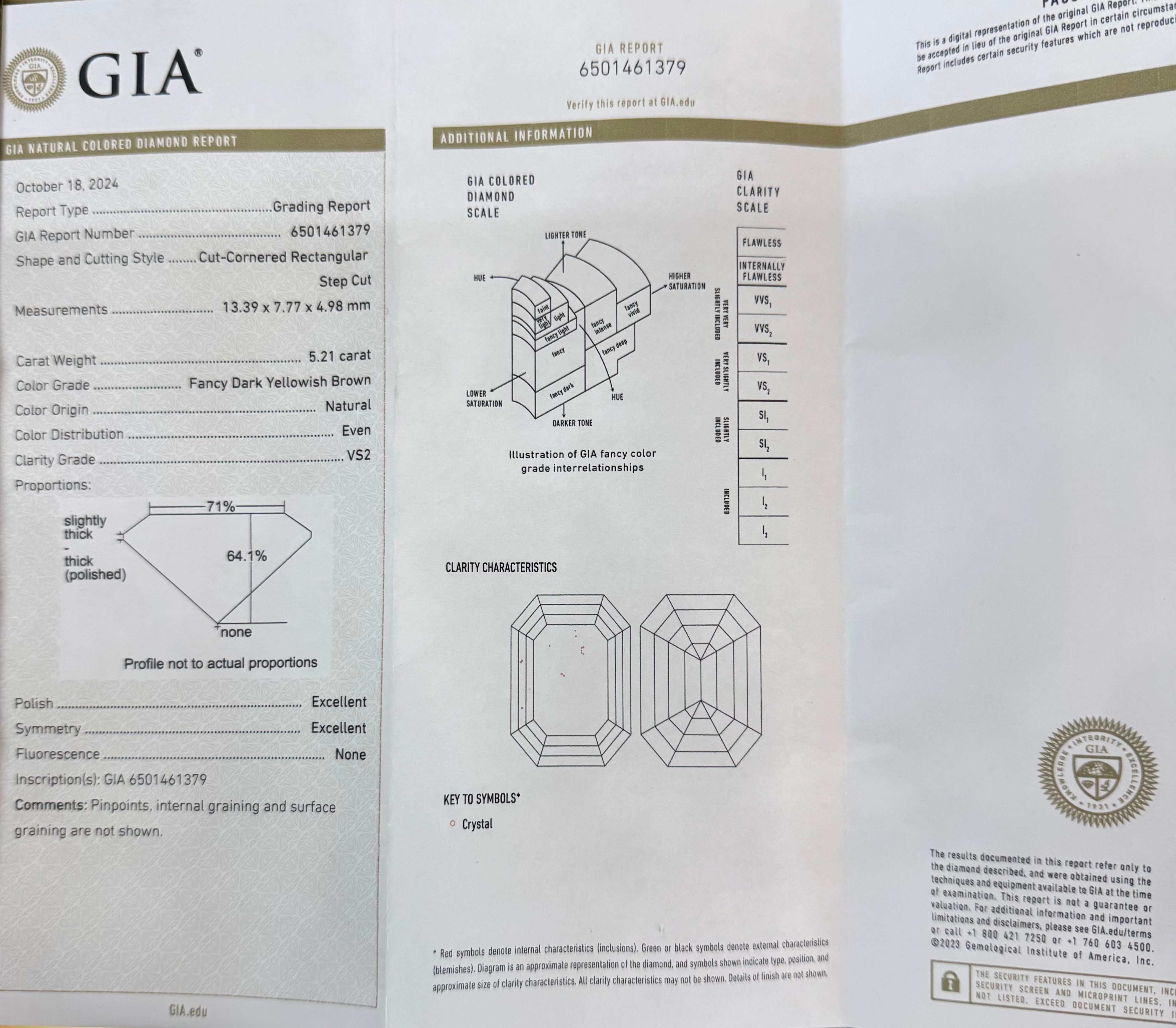 GIA diamond grading report with detailed information on a diamond.