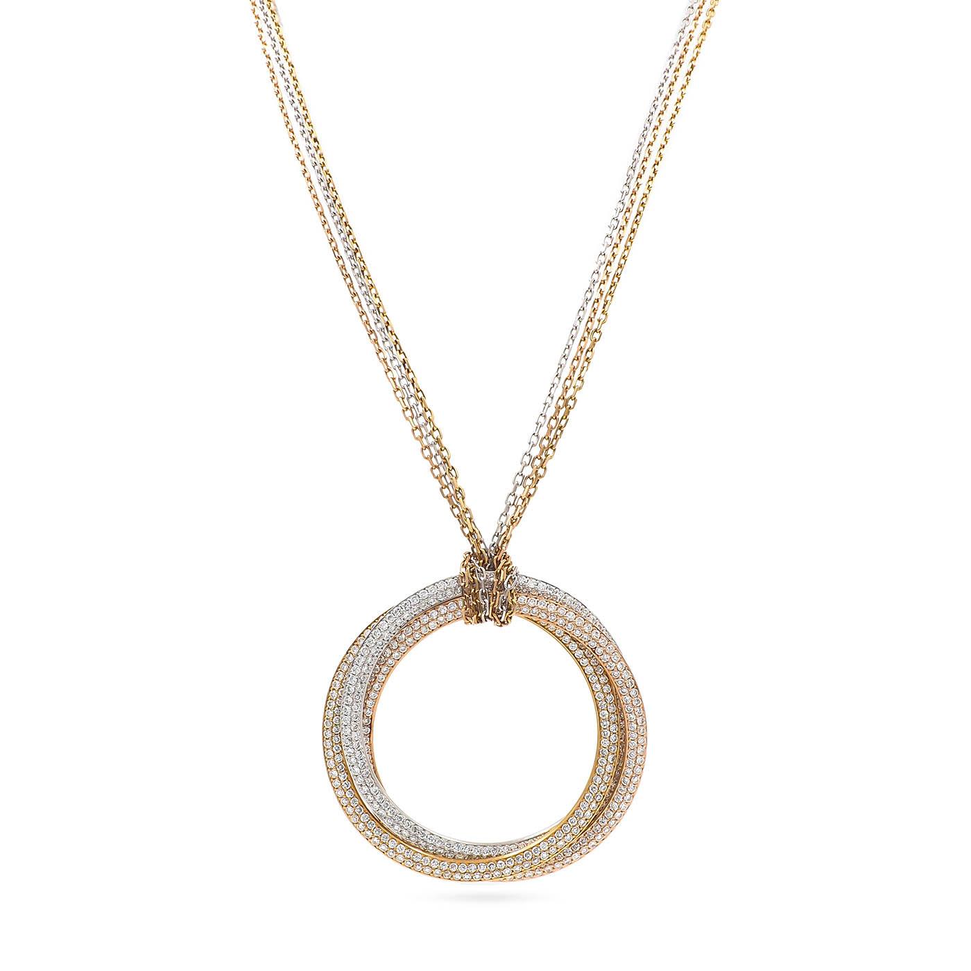 Cartier trinity トリニティ　ダイヤ necklace 2.60 Ctw. Diamond 'Trinity' Tri-Color Gold Pendant Necklace by