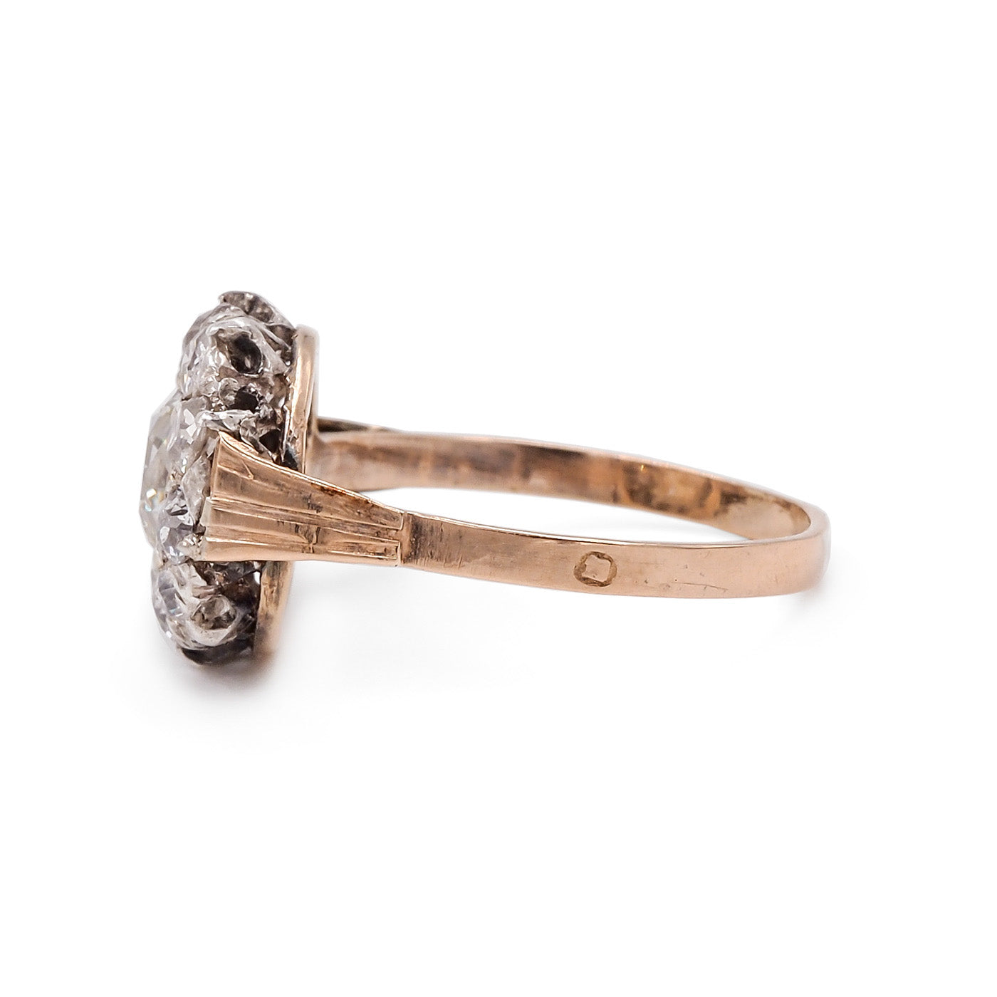 Victorian 1.02 Ct. Old European Cut Diamond Cluster Engagement Ring