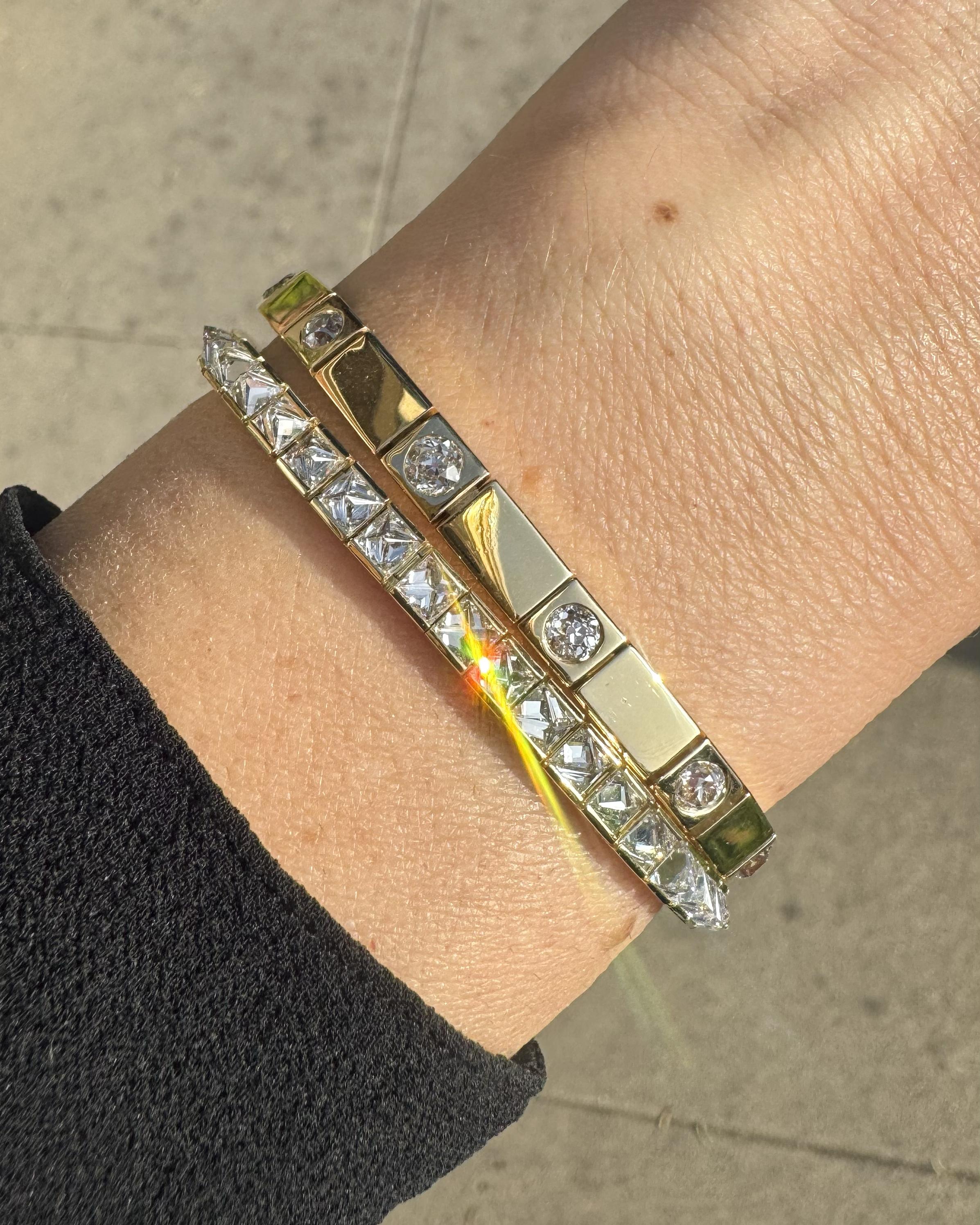 10.00 Ctw. Pyramidal-Shaped Diamond Line Bracelet from Bespoke by Platt