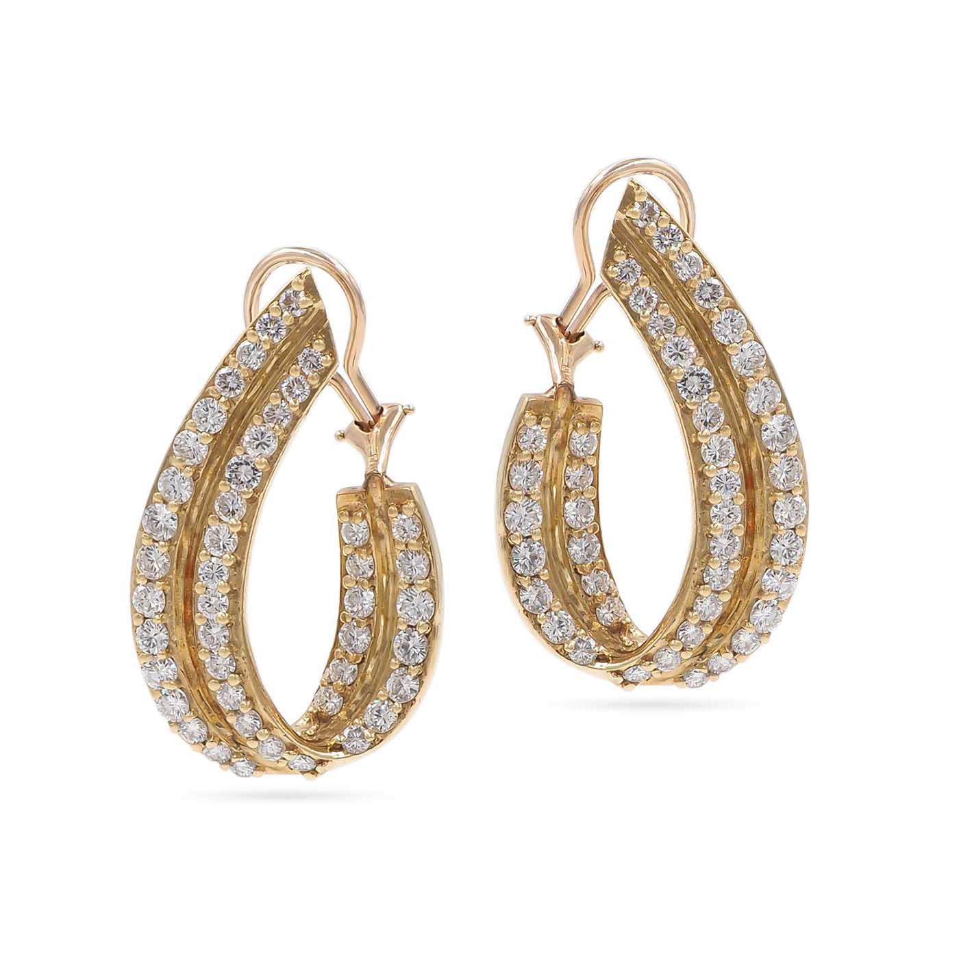 Vintage 7.92 Ctw. Diamond Front-Facing Hoop Earrings