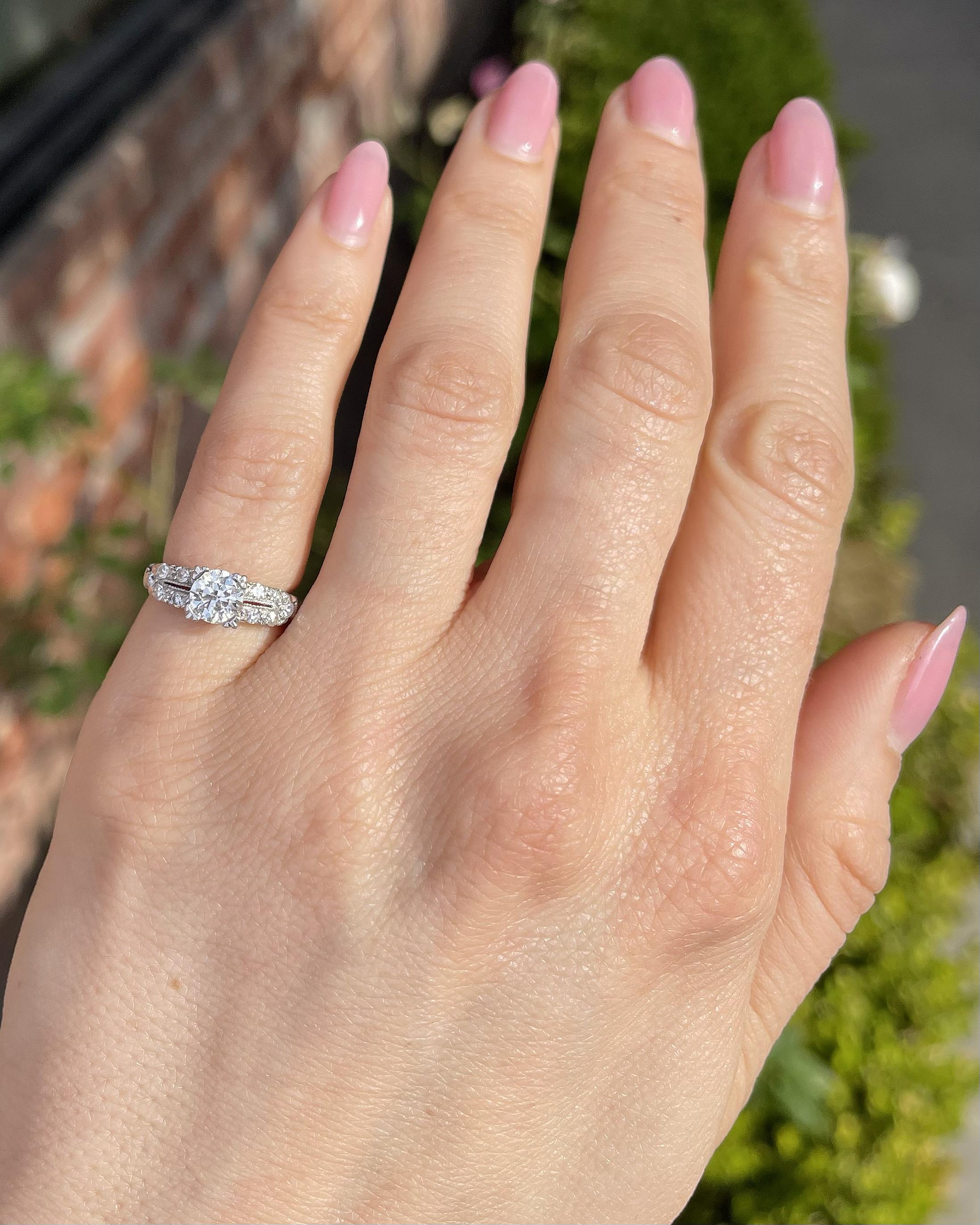 Art Deco 0.72 Ct. Transitional Cut Diamond Engagement Ring