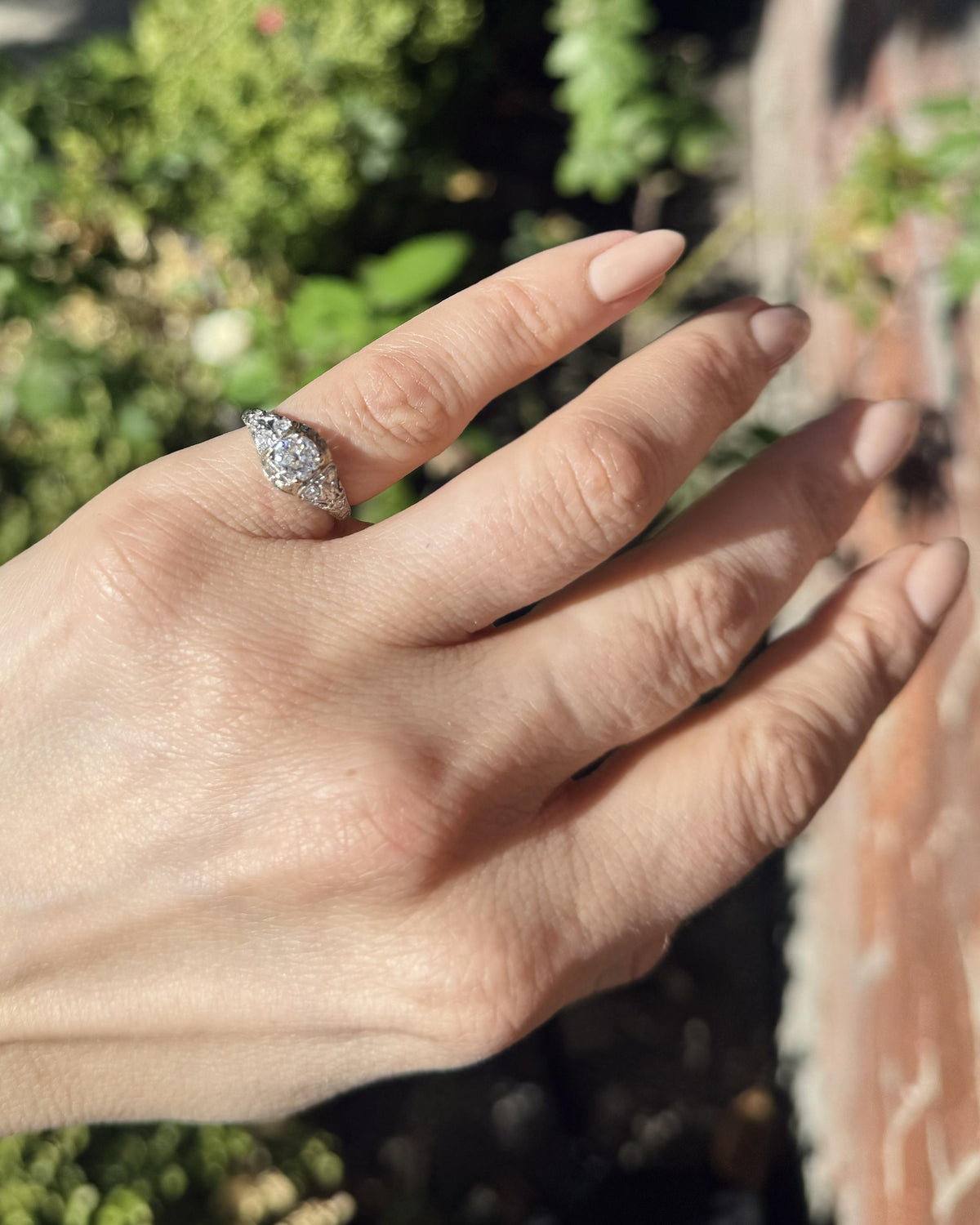 Art Deco 0.65 Ct. Old Mine Cut Diamond Ornate Engagement Ring