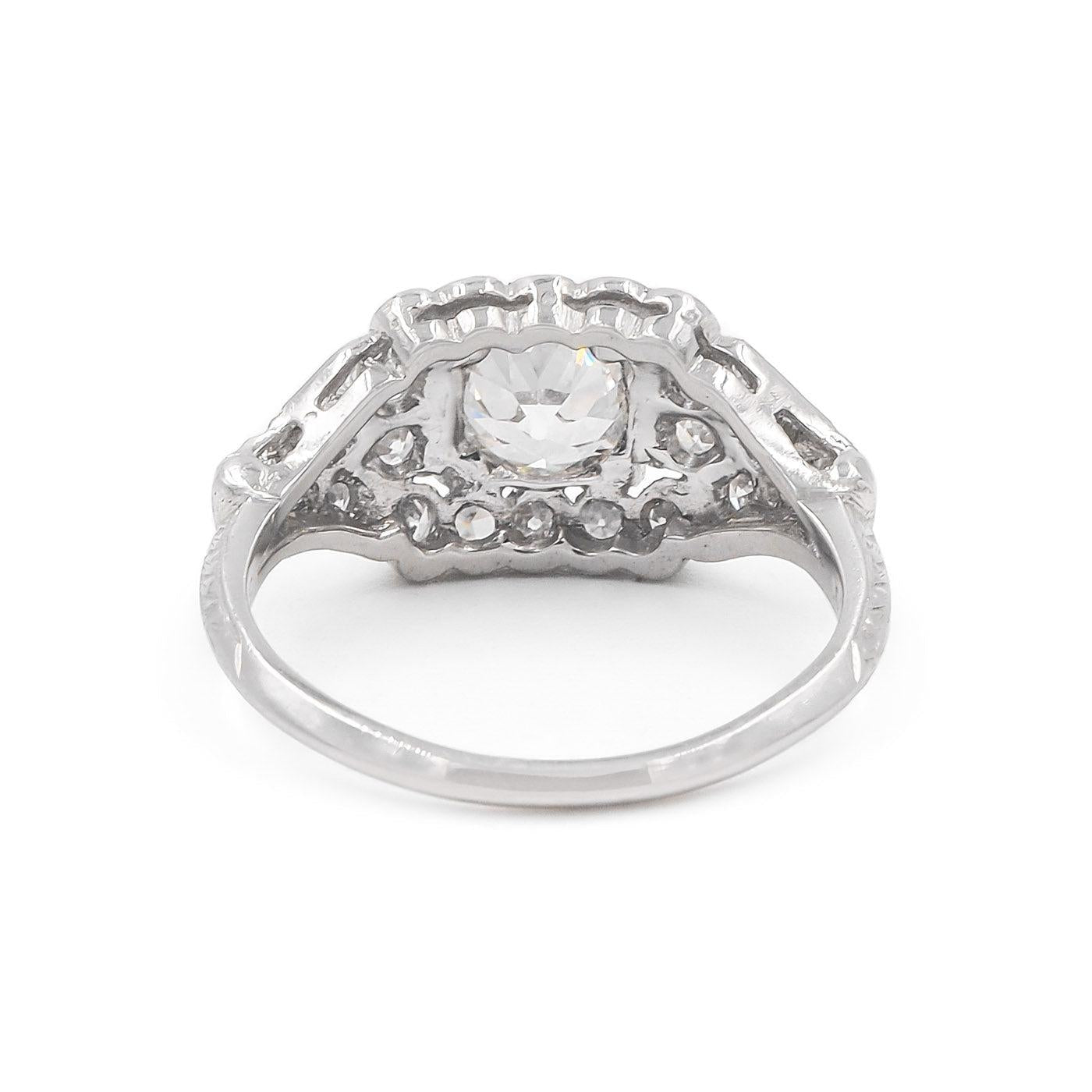 Art Deco 1.02 Carat Old European Cut Diamond Engagement Ring