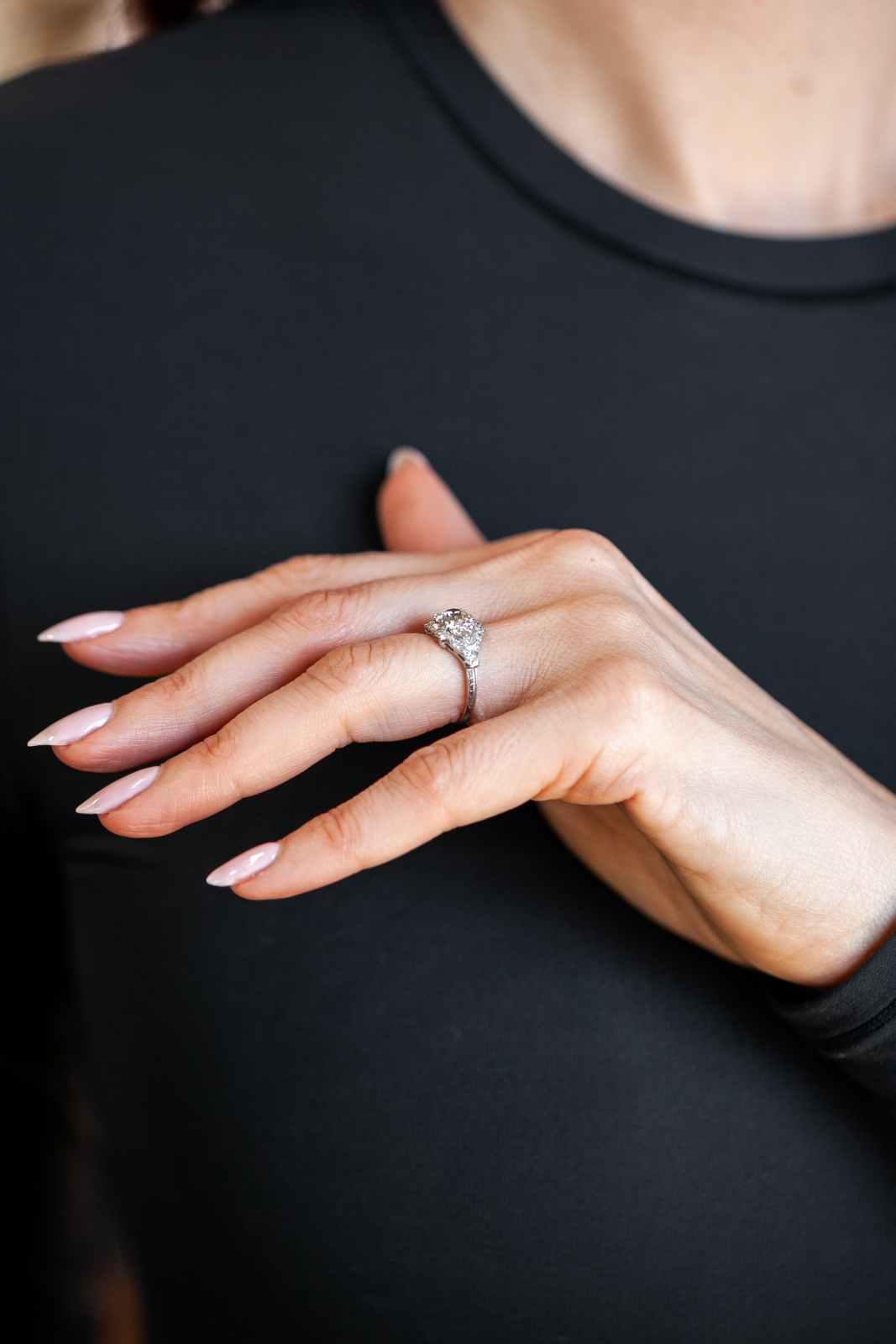 Art Deco 1.02 Carat Old European Cut Diamond Engagement Ring