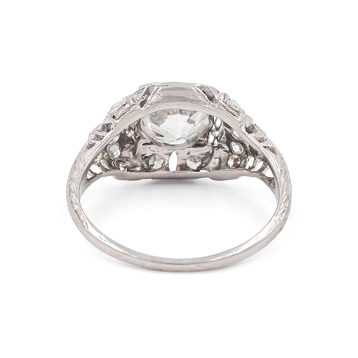 Art Deco 1.16 Carat Old European Cut Diamond Engagement Ring