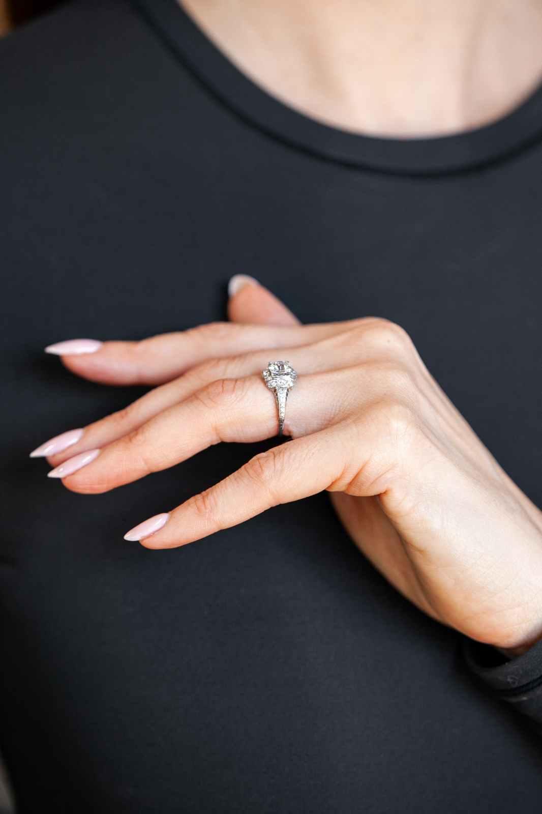 Art Deco 1.16 Carat Old European Cut Diamond Engagement Ring