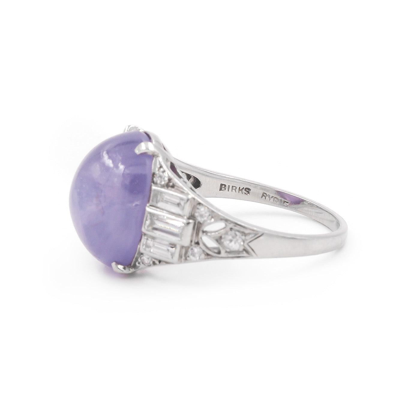 Art Deco 12.50 Ct. Violet Star Sapphire & Diamond Ring from Birks Ryrie