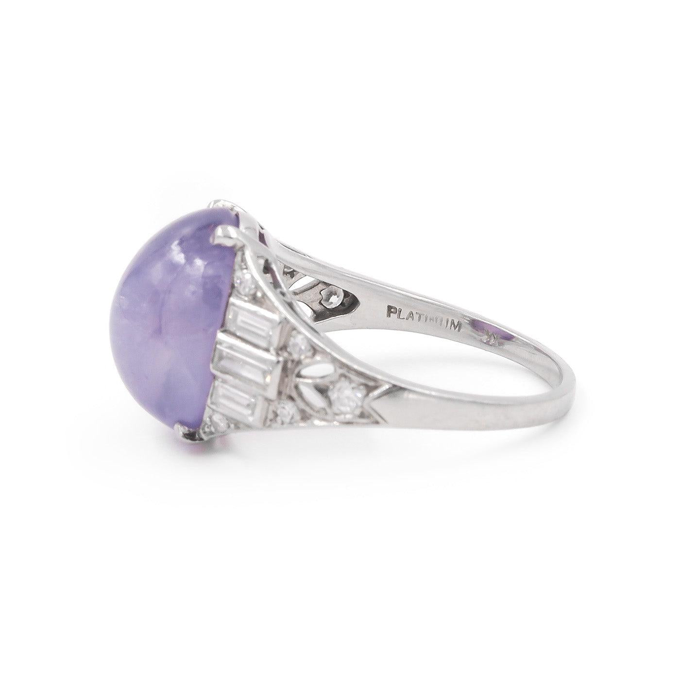 Art Deco 12.50 Ct. Violet Star Sapphire & Diamond Ring from Birks Ryrie