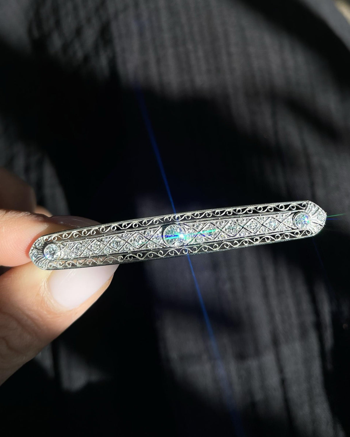 Art Deco 1.00 Ctw. Old Cut Diamond Geometric Line Brooch