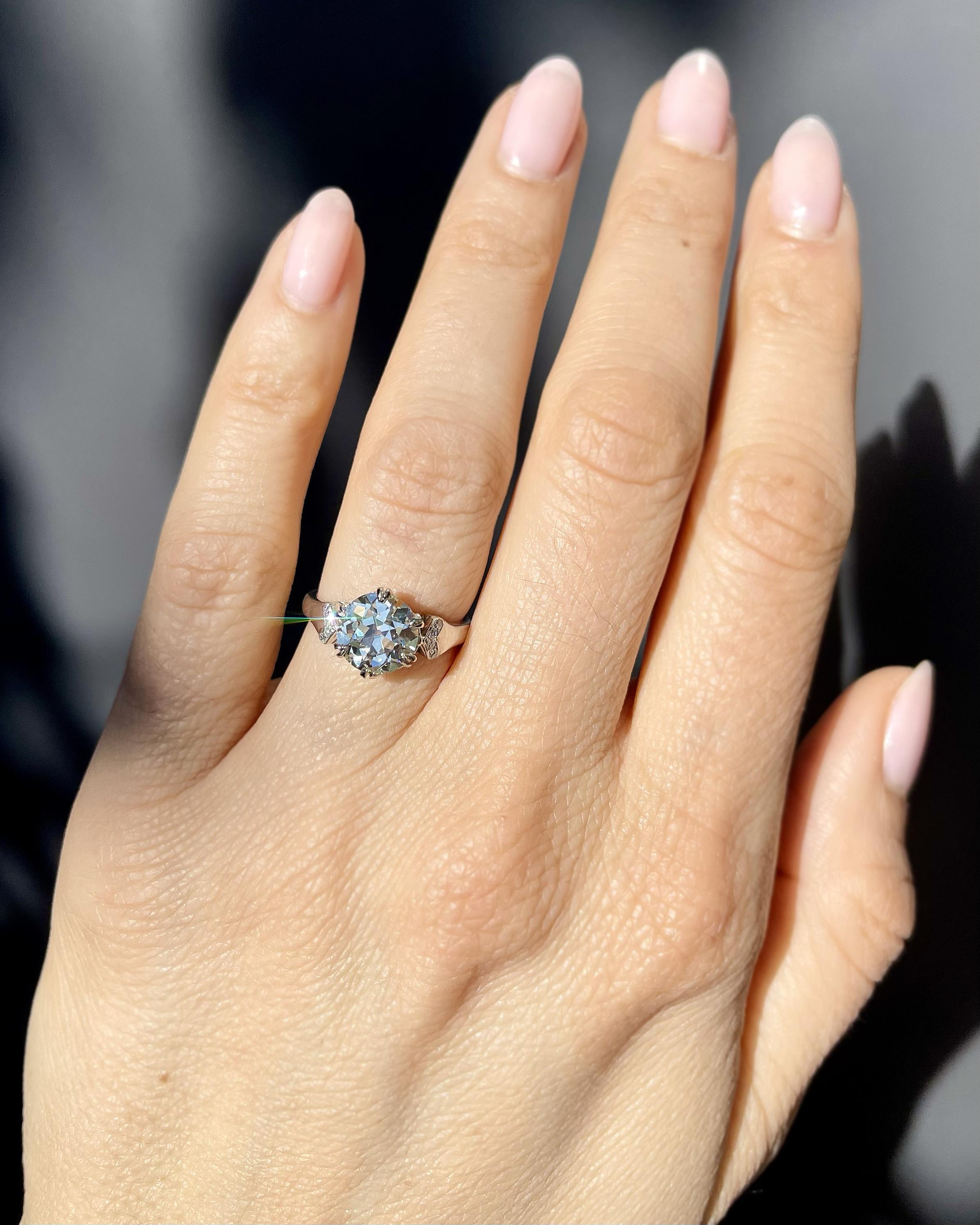 Art Deco 2.08 Ct. Old European Cut Diamond Engagement Ring