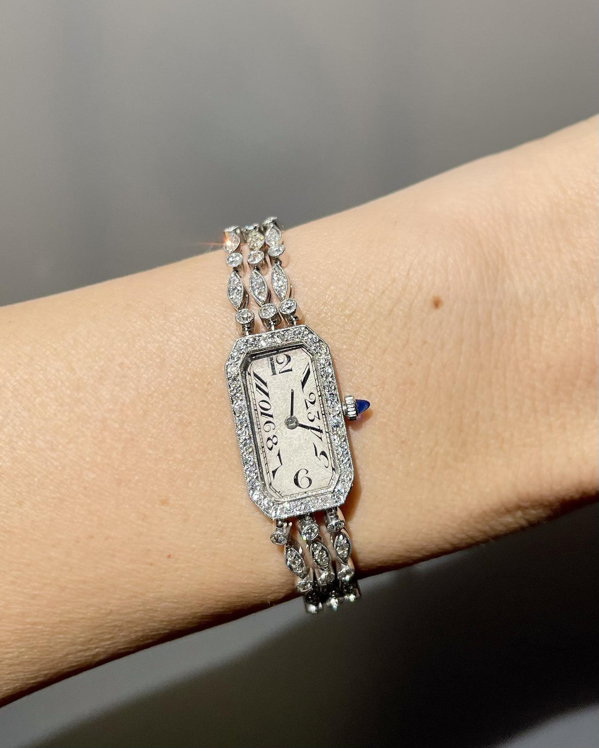 Art Deco 2.50 Ctw. Old Cut Diamond Bracelet Watch