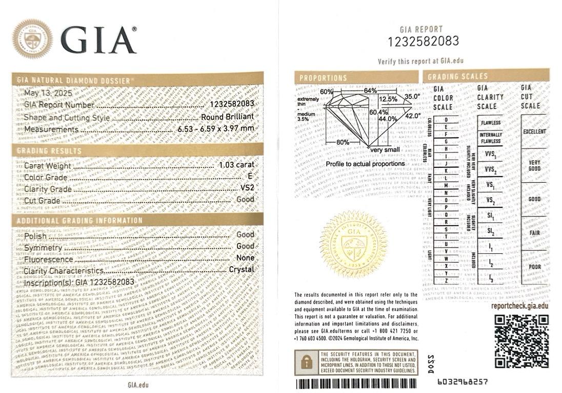 1.03 Ct. Round Brilliant Cut Diamond Solitaire Engagement Ring by Taffin