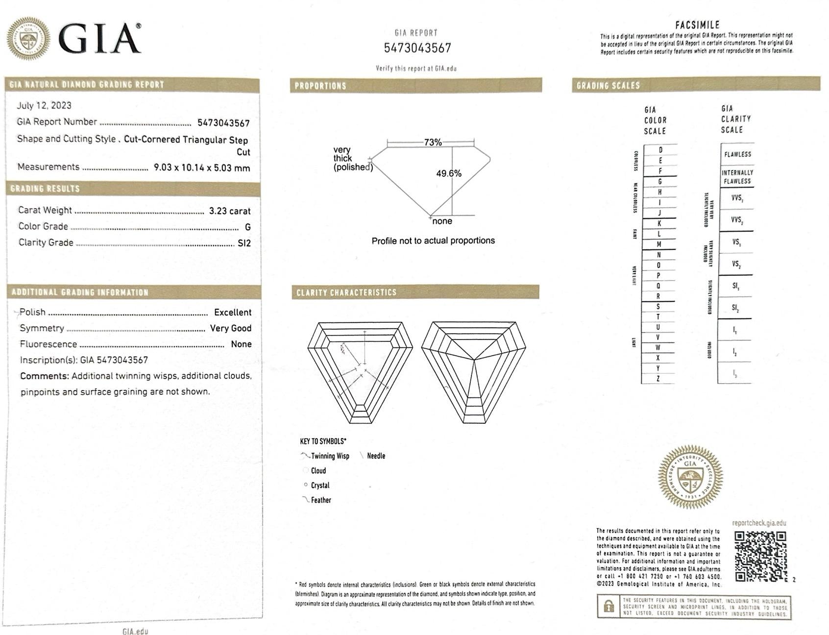 3.23 Ct. Triangular Step Cut Diamond Pendant Necklace from Bespoke by Platt
