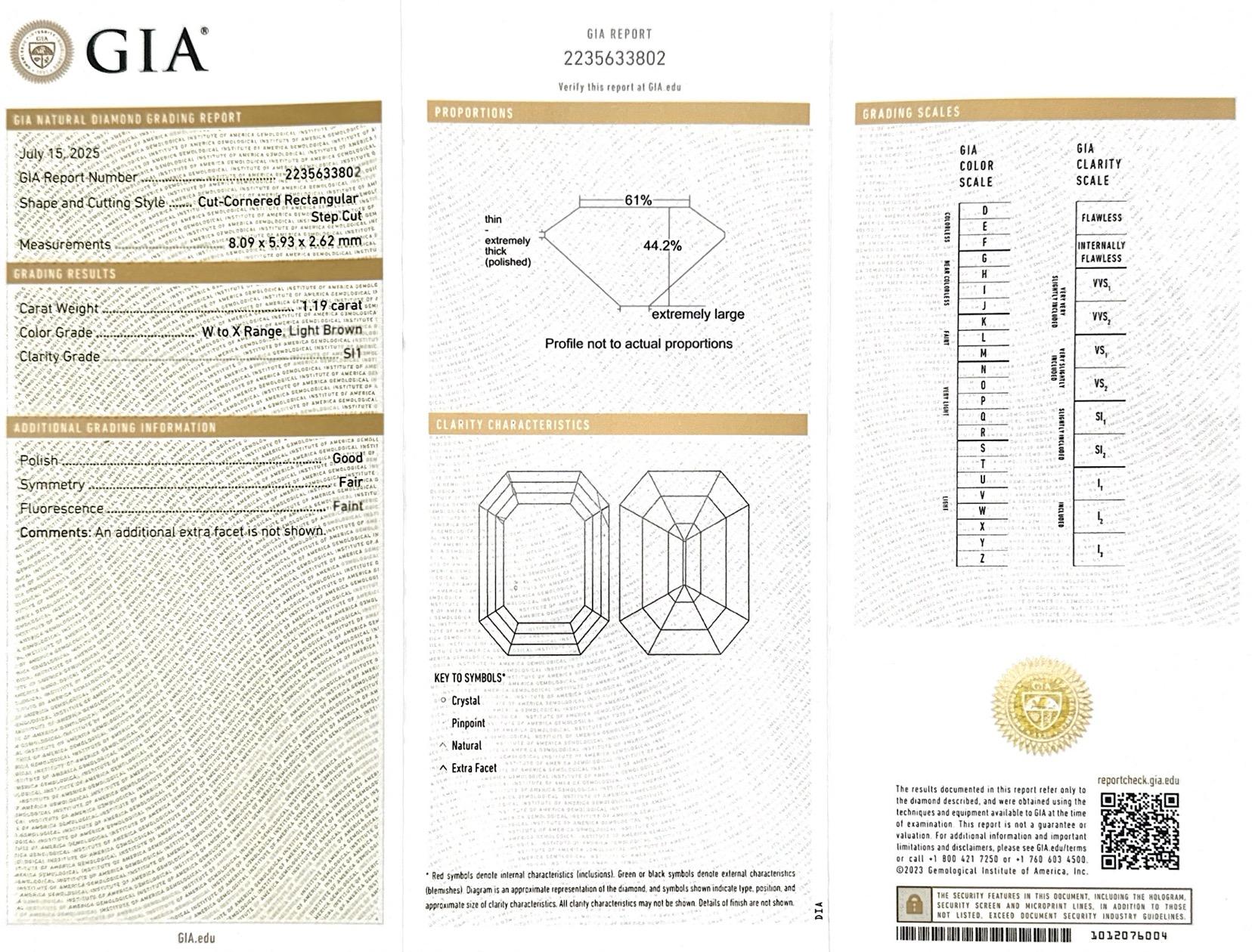 1.19 Ct. Octagonal Step Cut Diamond Pendant Necklace from Bespoke by Platt