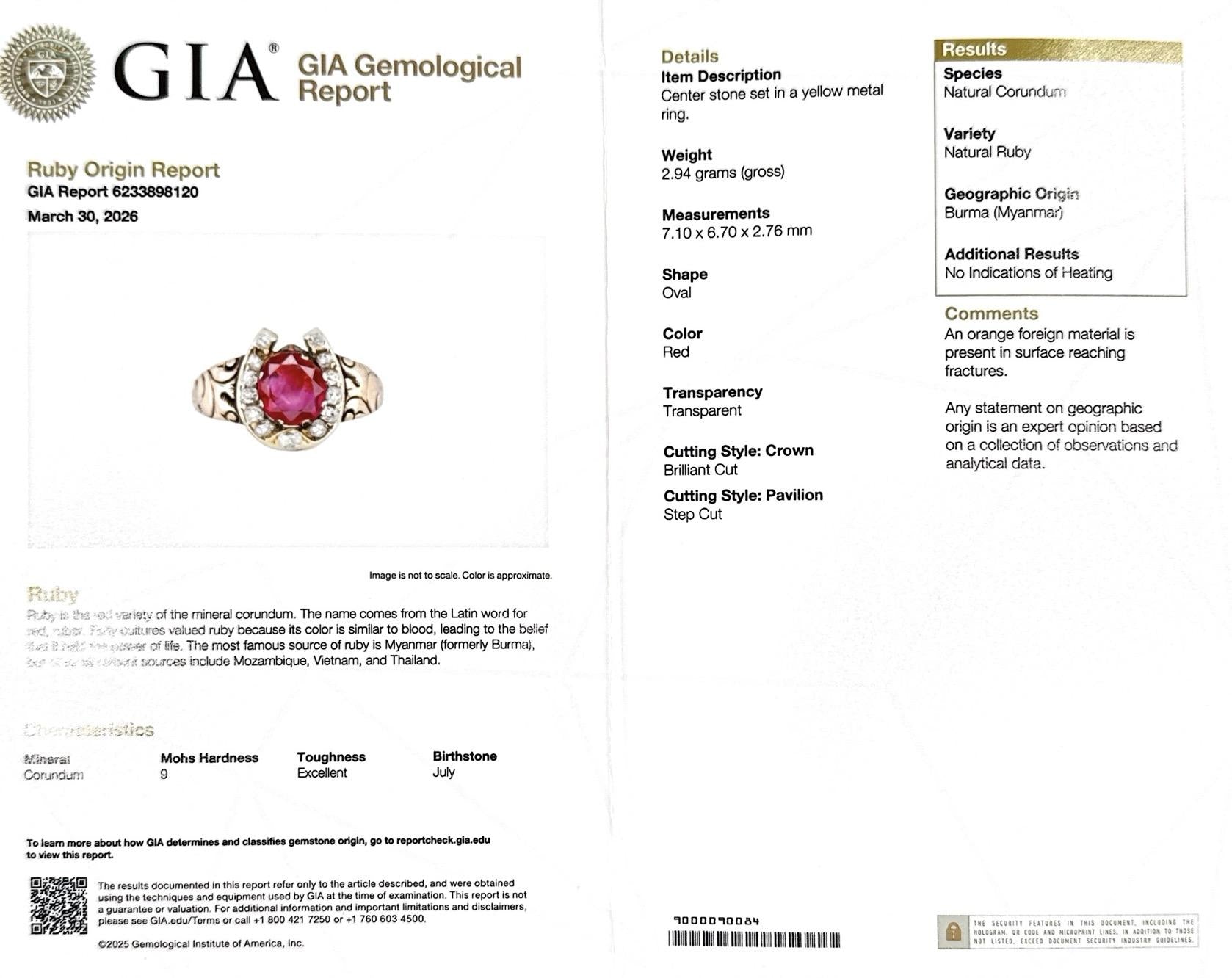 Victorian 1.00 Ct. Oval Cut Burma Ruby & Diamond Horseshoe Ring