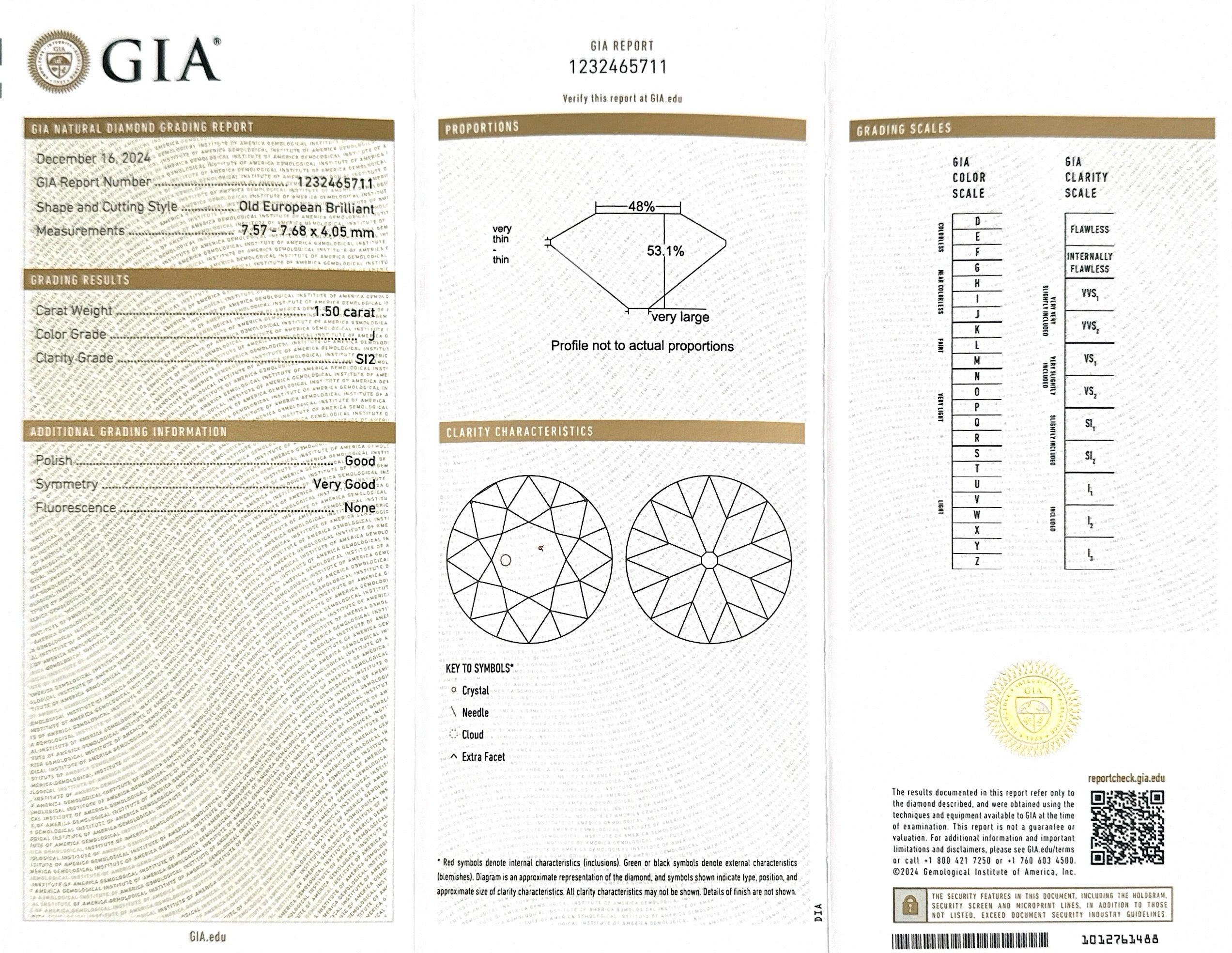 Edwardian 1.50 Ct. Old European Cut Diamond Engagement Ring