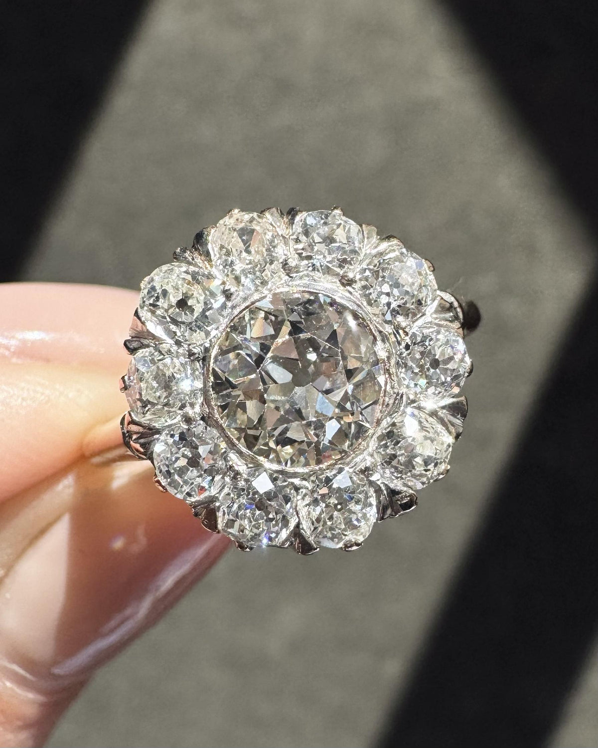 Edwardian 1.00 Ct. Old European Cut Diamond Cluster Engagement Ring