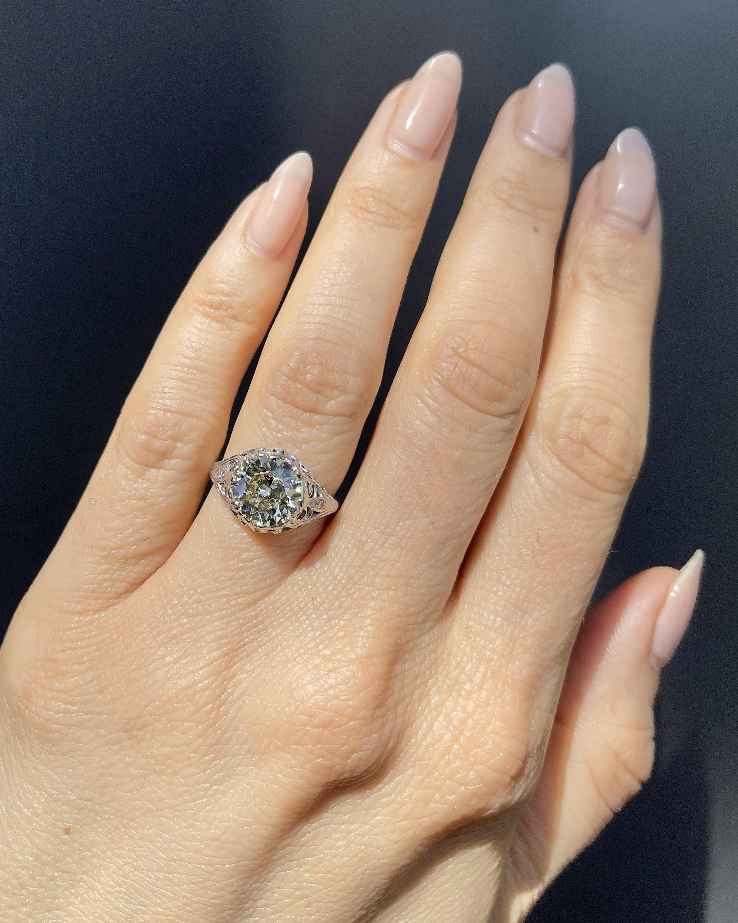 Edwardian 2.56 Ct. Old European Cut Diamond Engagement Ring
