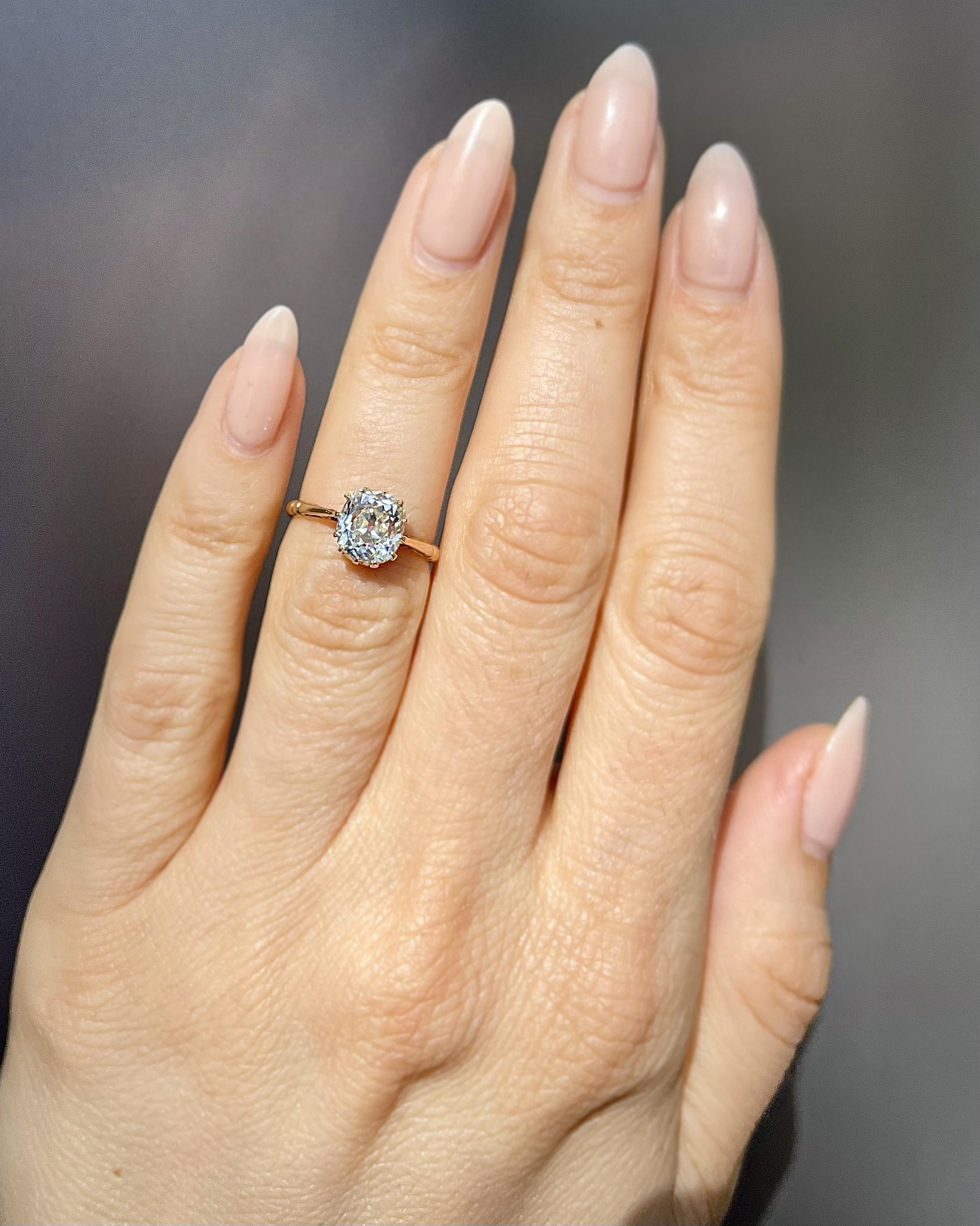Edwardian 2.05 Ct. Old Mine Cut Diamond Solitaire Engagement Ring