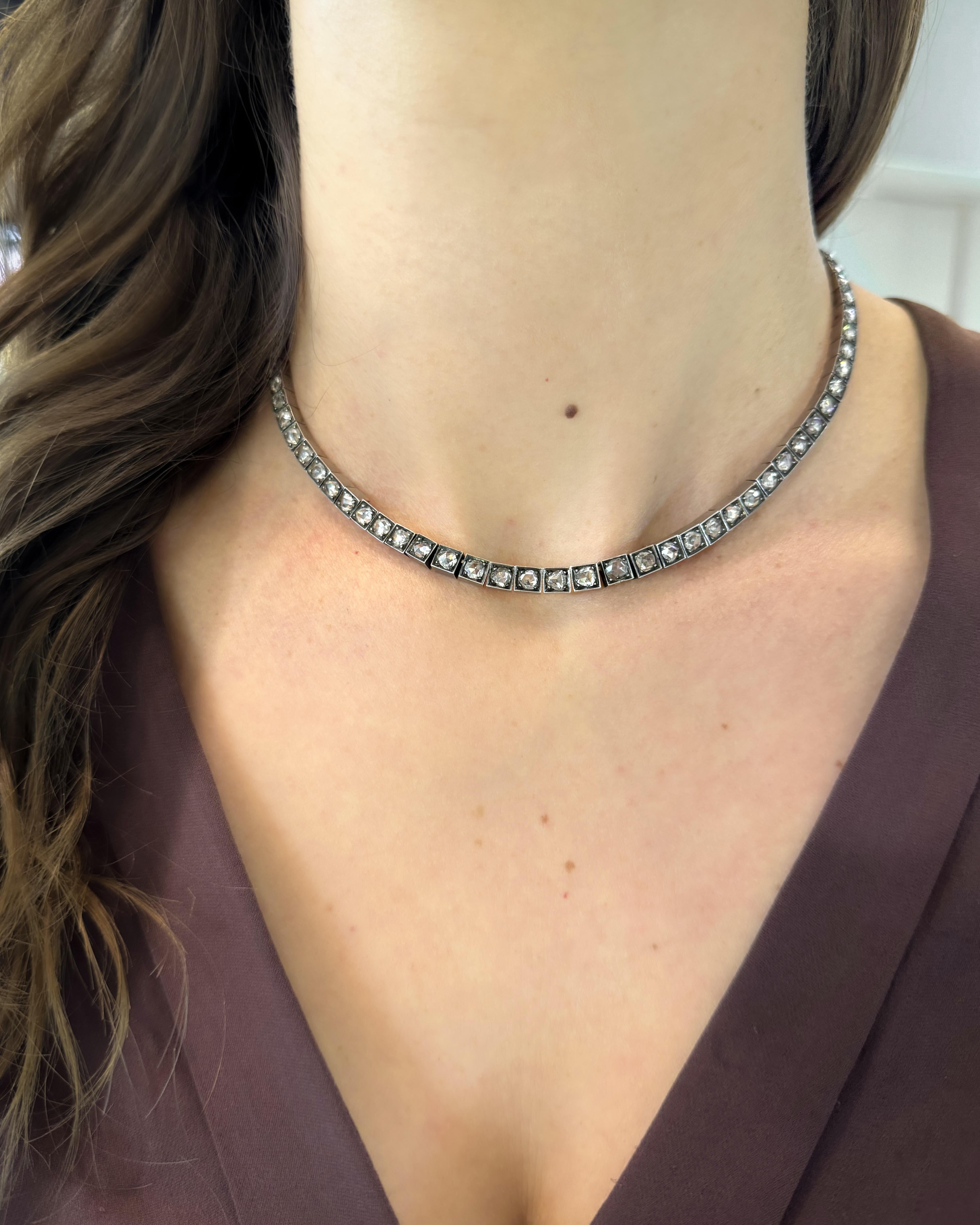 Victorian 10.62 Ctw. Rose Cut Diamond Necklace