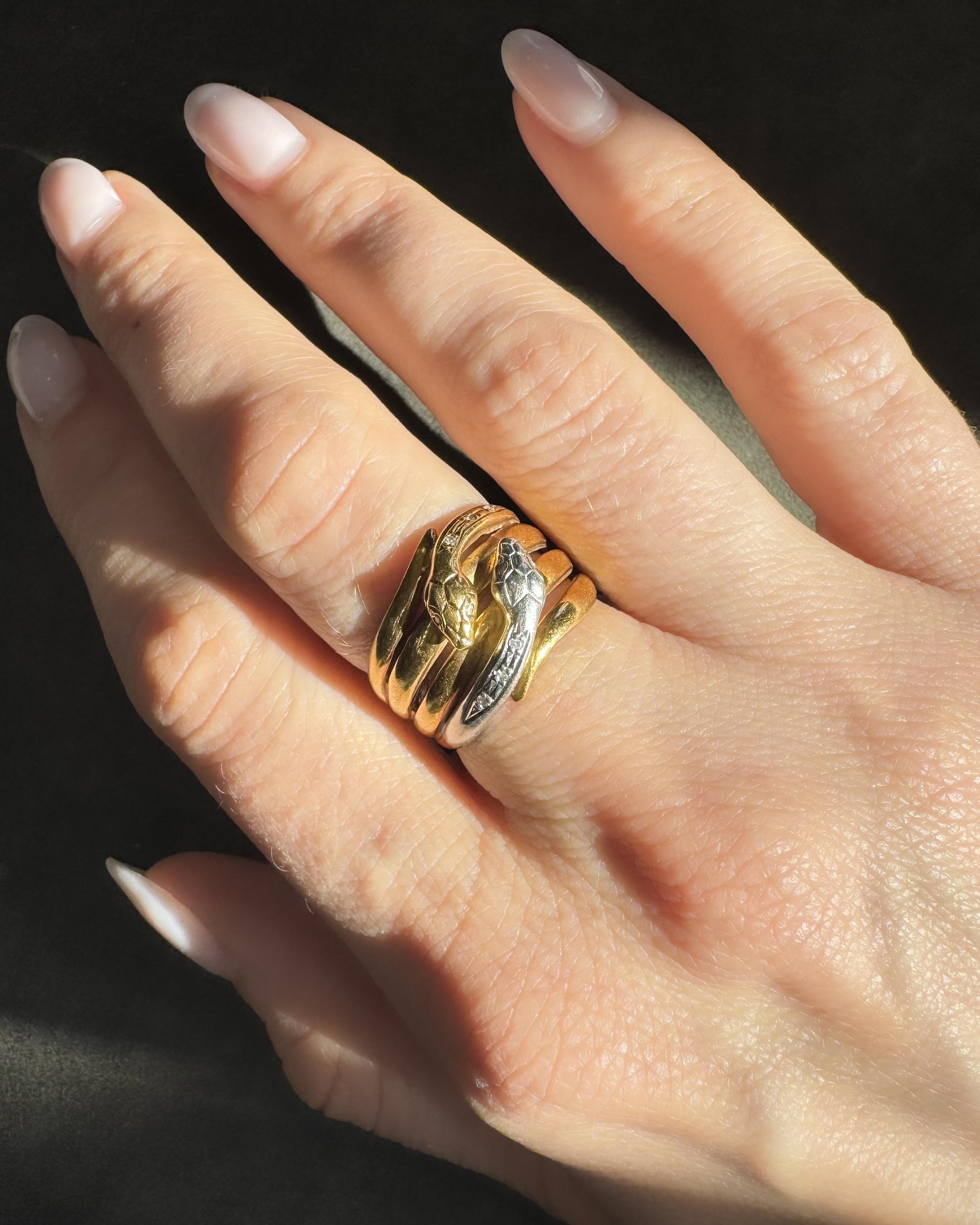 Vintage Two-Tone Double Coiled Snake Ring
