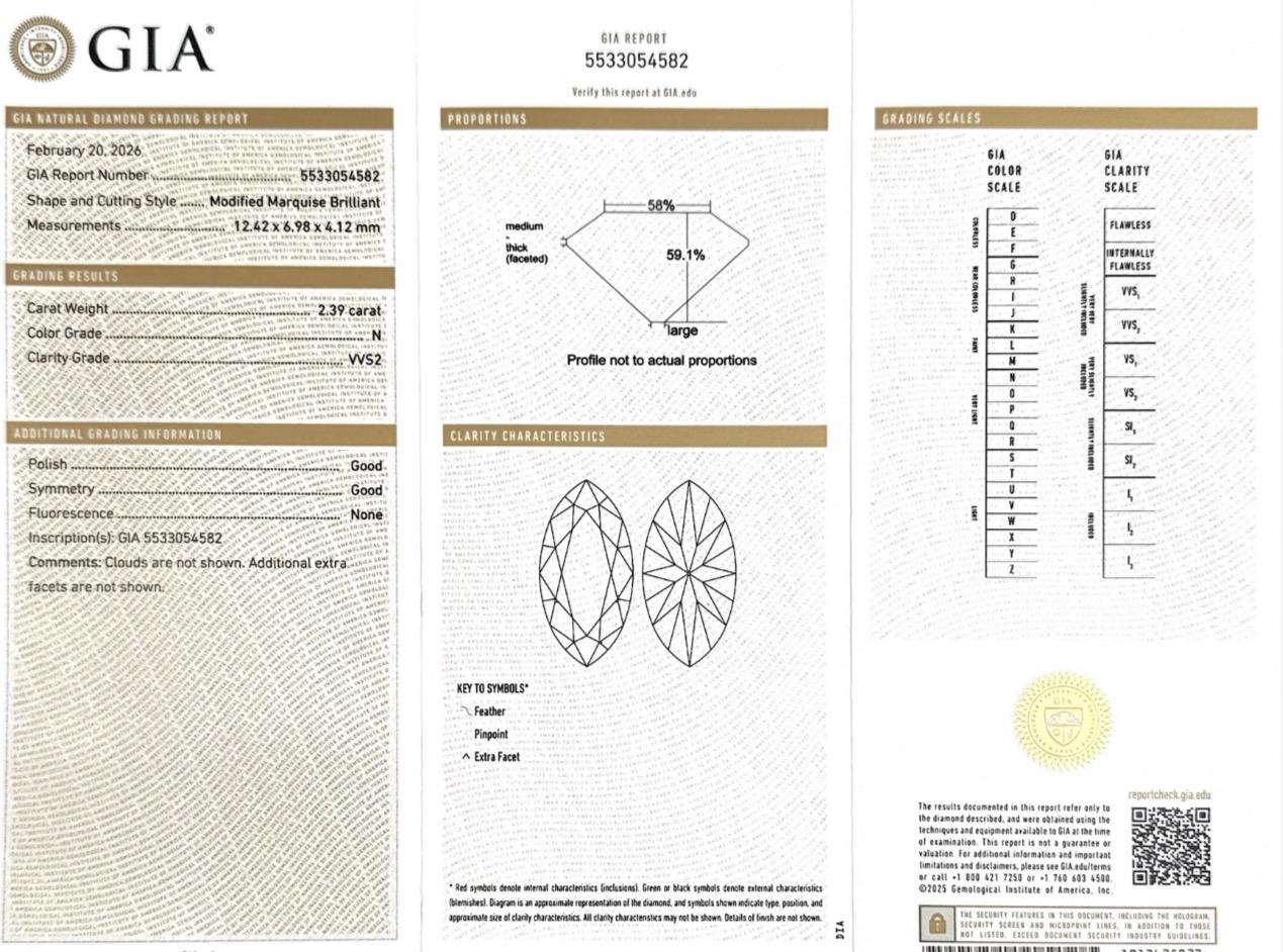 2.39 Carat Moval Cut Diamond Engagement Ring from Bespoke by Platt