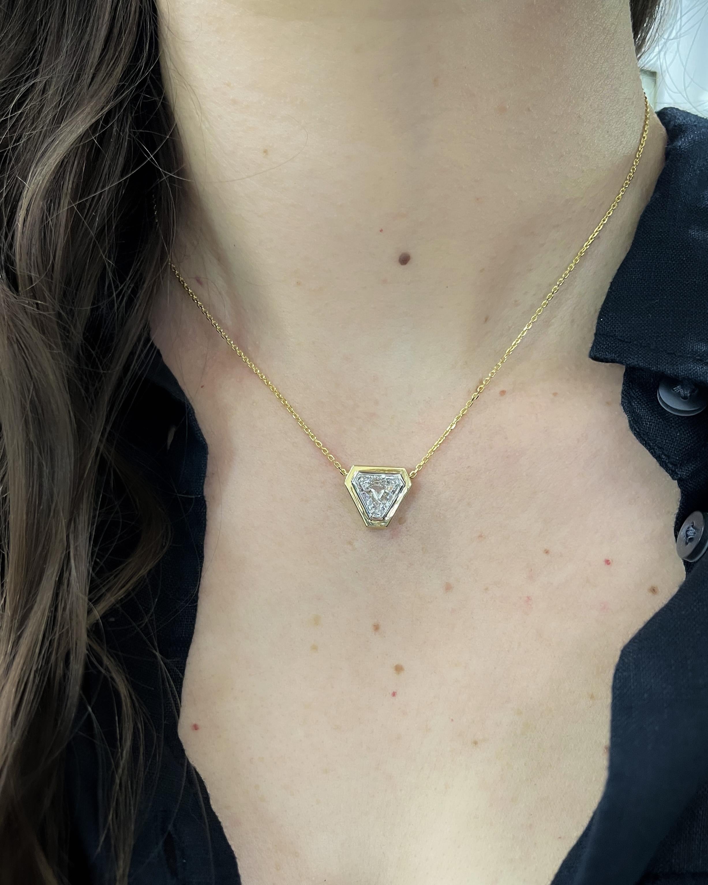 3.23 Ct. Triangular Step Cut Diamond Pendant Necklace from Bespoke by Platt