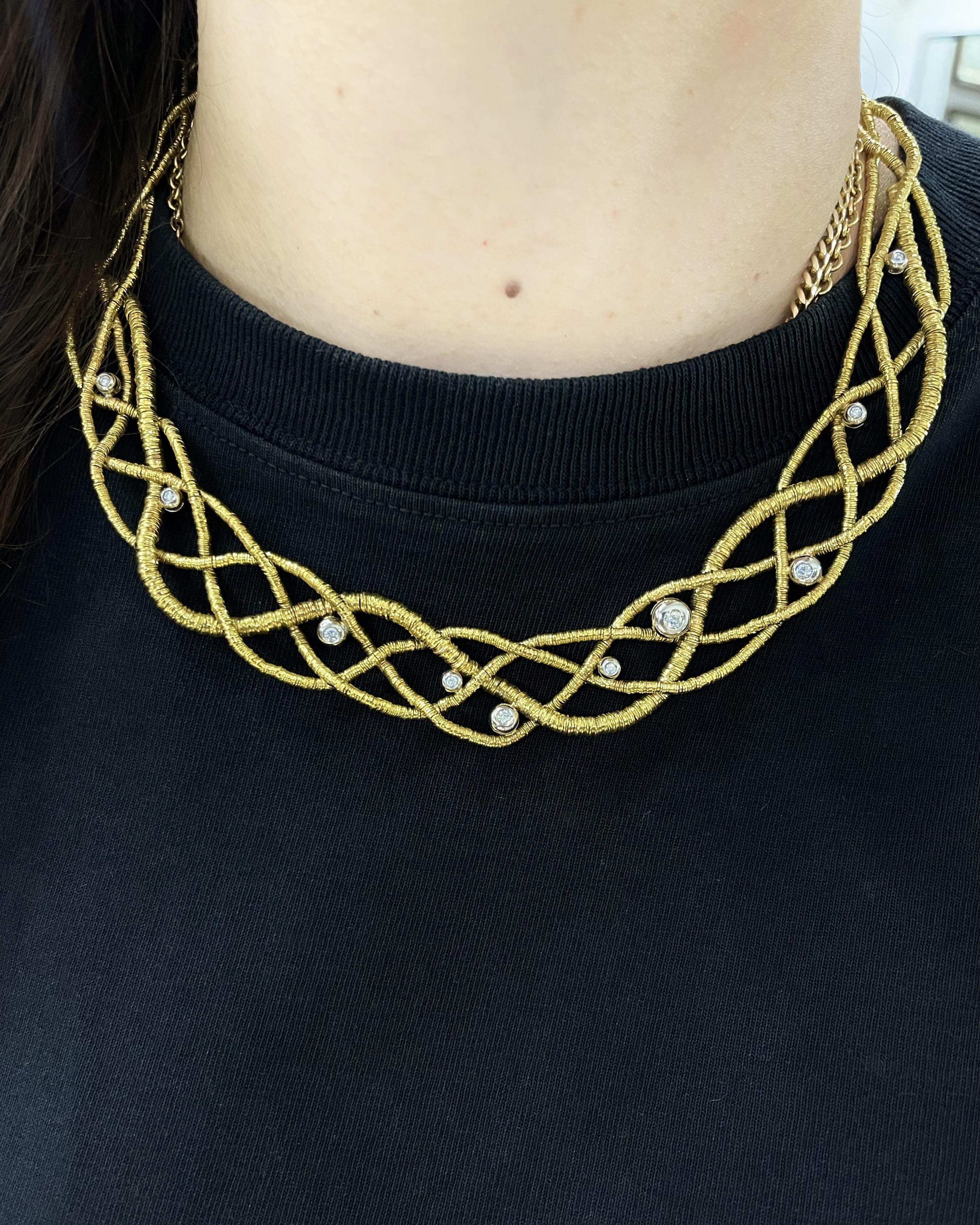 Vintage Woven Diamond Collar Necklace by Orlandini