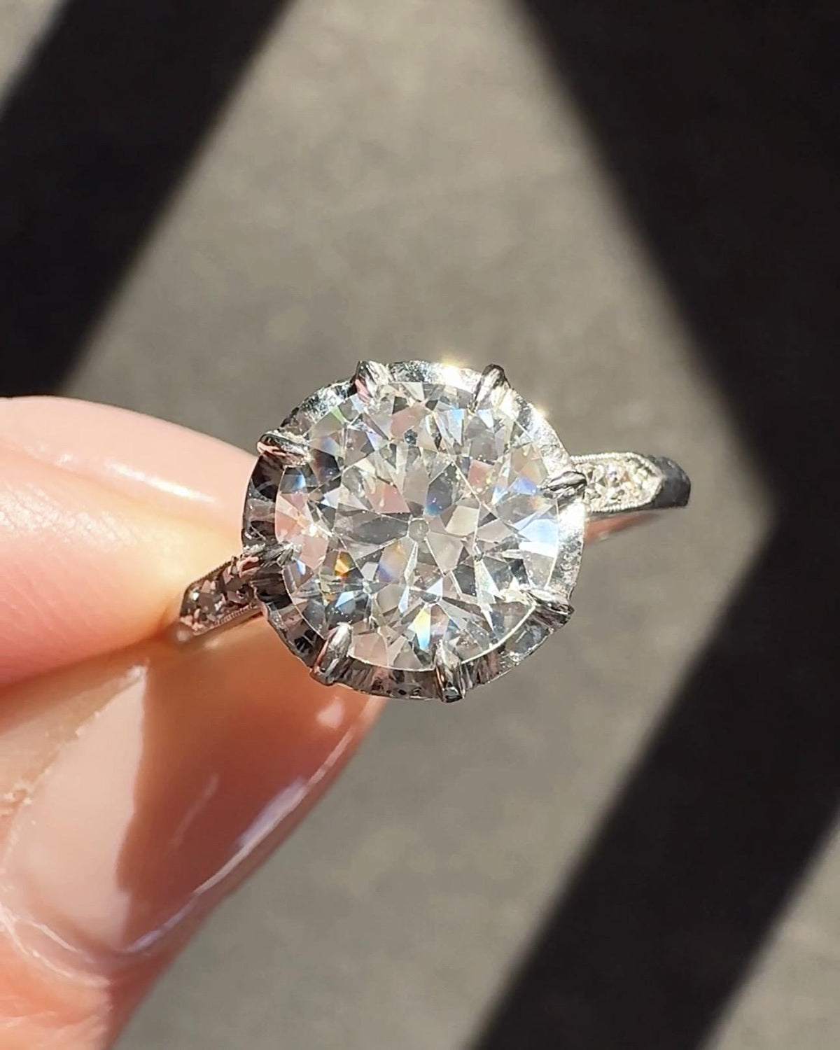 Edwardian 2.08 Ct. Old European Cut Diamond Solitaire Engagement Ring