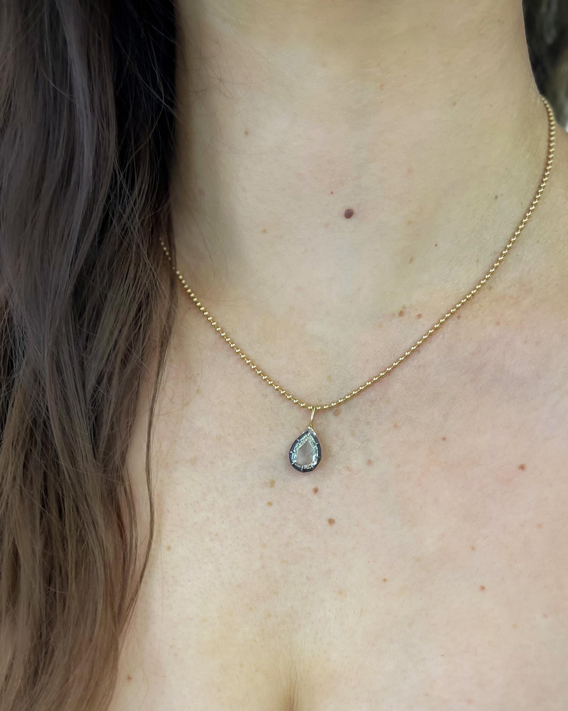 2.02 Carat Pear-Shaped Rose Cut Diamond Pendant Necklace from Bespoke by Platt