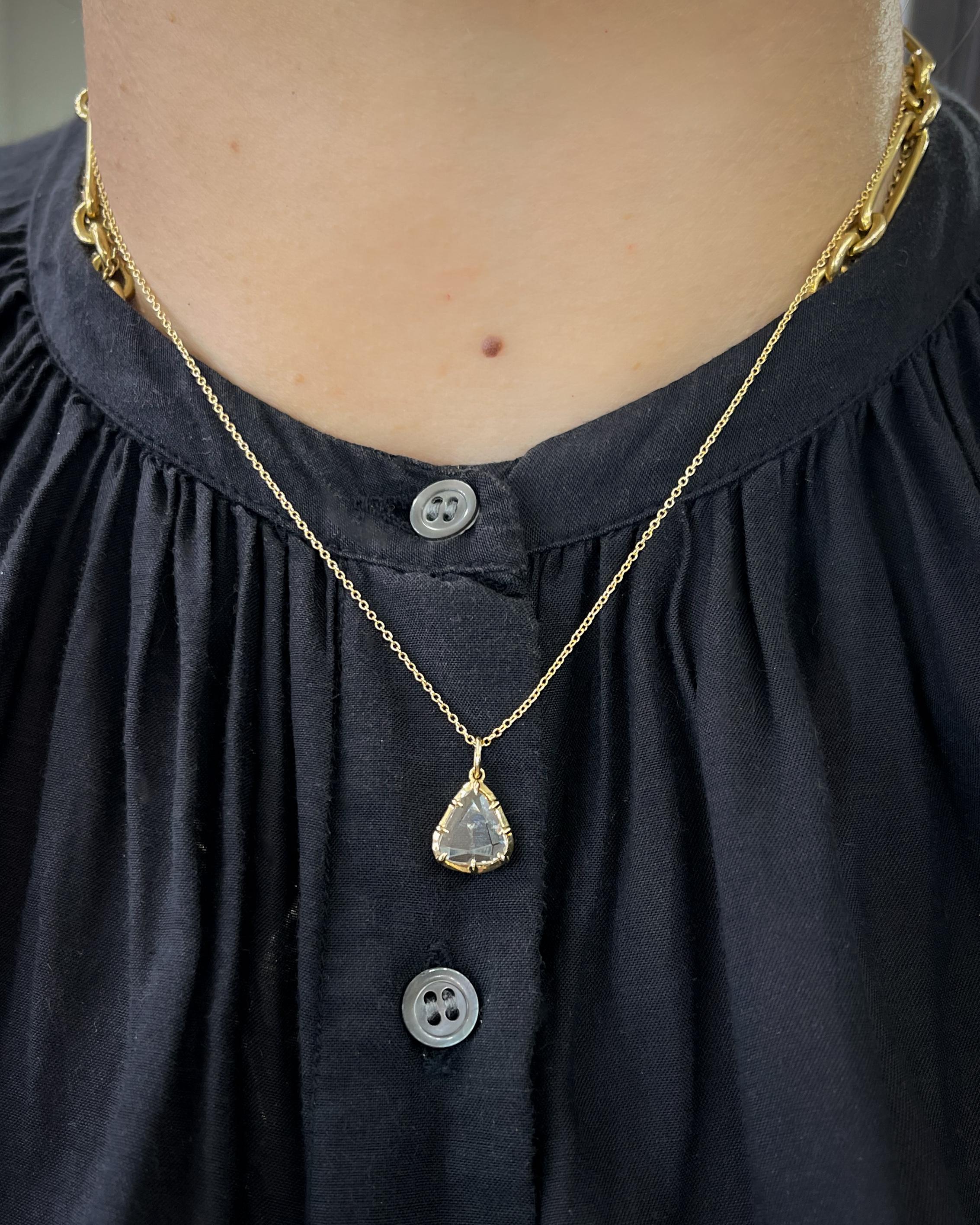 Victorian-Inspired 0.88 Ct. Portrait-Style Rose Cut Diamond Pendant Necklace