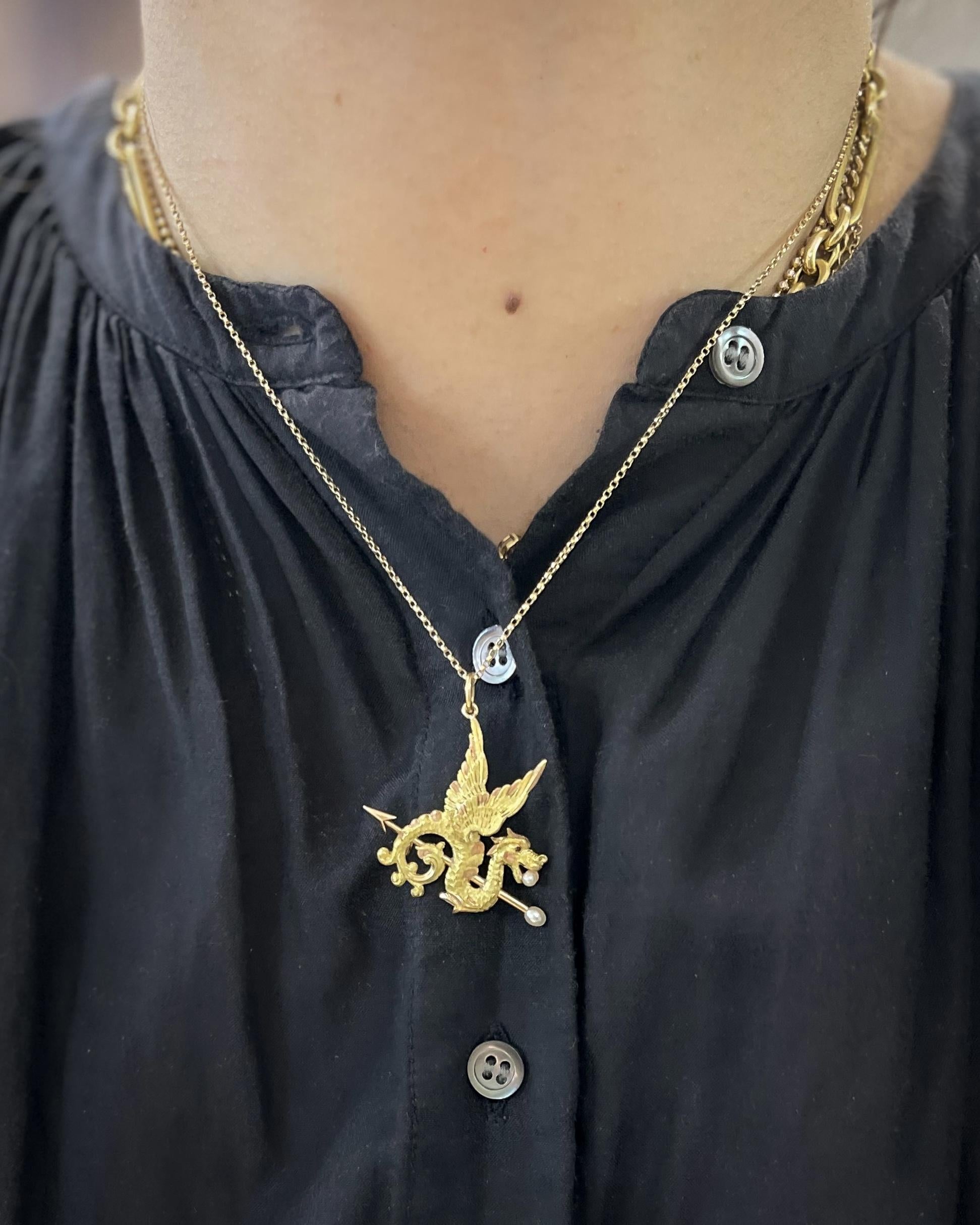 Victorian Griffin Pendant Necklace
