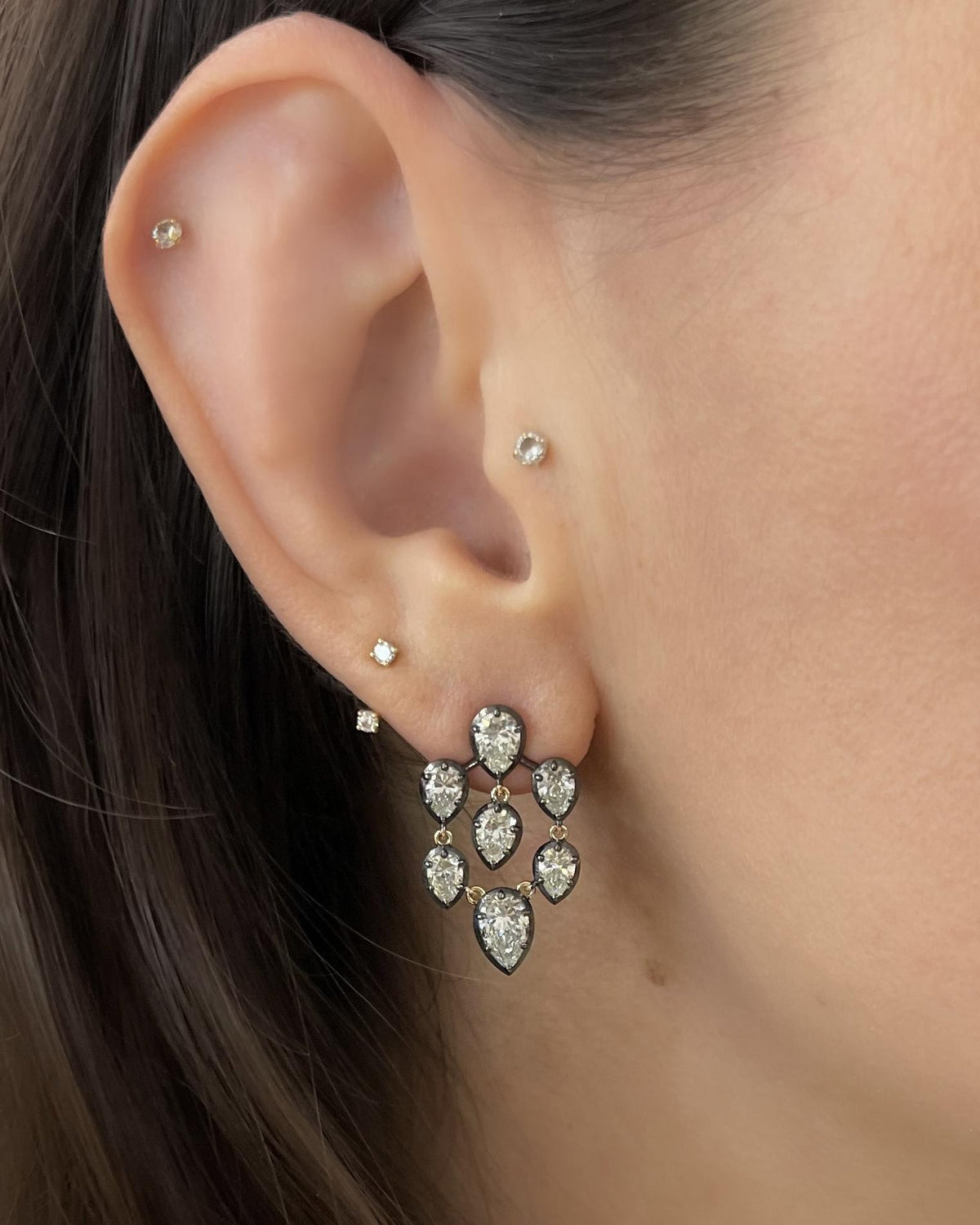Victorian-Inspired 4.64 Ctw. Pear-Shaped Diamond 'Girandole' Dangle Earrings