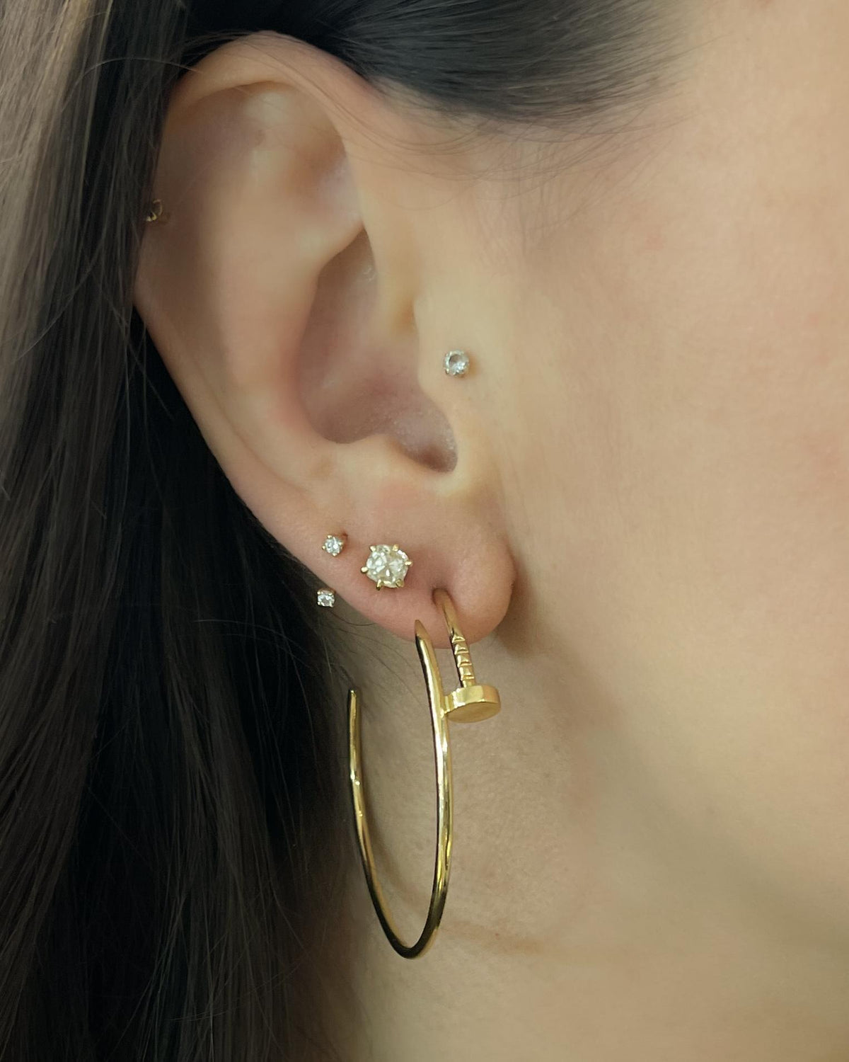 Large 'Juste Un Clou' Curved Nail Earrings by Cartier
