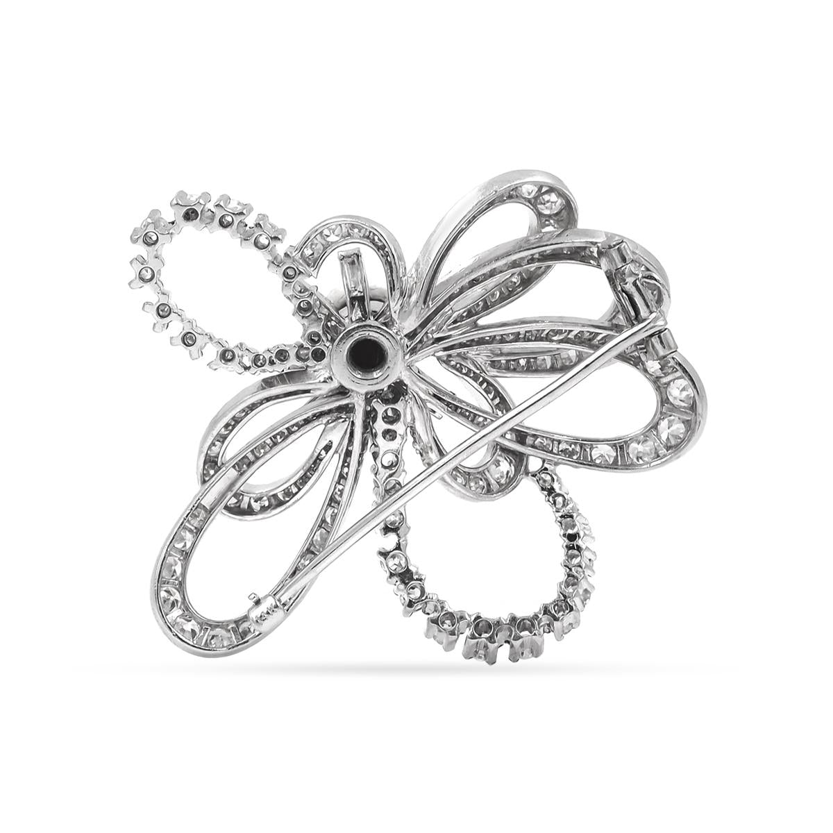 Mid-Century 1.31 Ct. Ruby & 2.75 Ctw. Diamond Bow Brooch