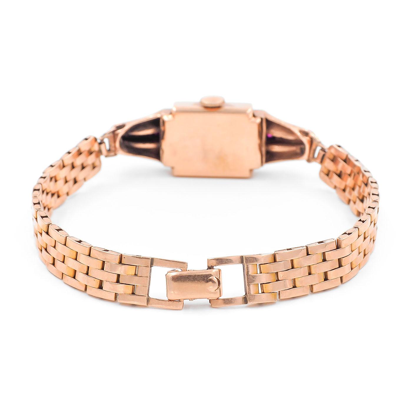 Retro Diamond & Ruby Bracelet Watch by Pery Watch Co.