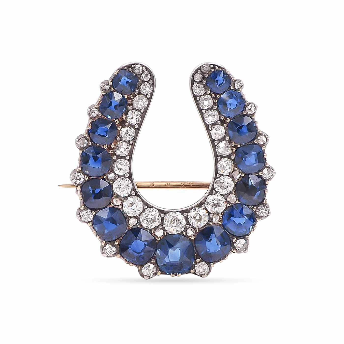 Victorian 7.25 Ctw. Sapphire & Diamond Horseshoe Pendant & Brooch by Cartier
