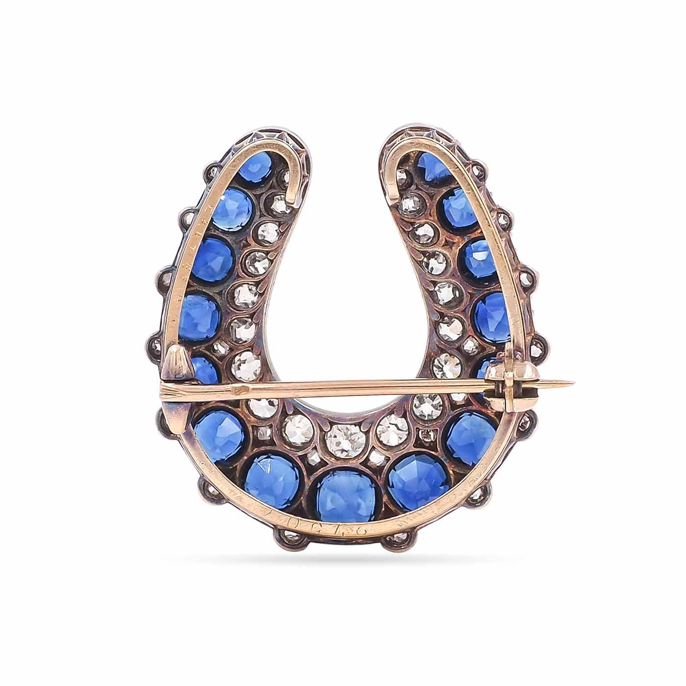 Victorian 7.25 Ctw. Sapphire & Diamond Horseshoe Pendant & Brooch by Cartier