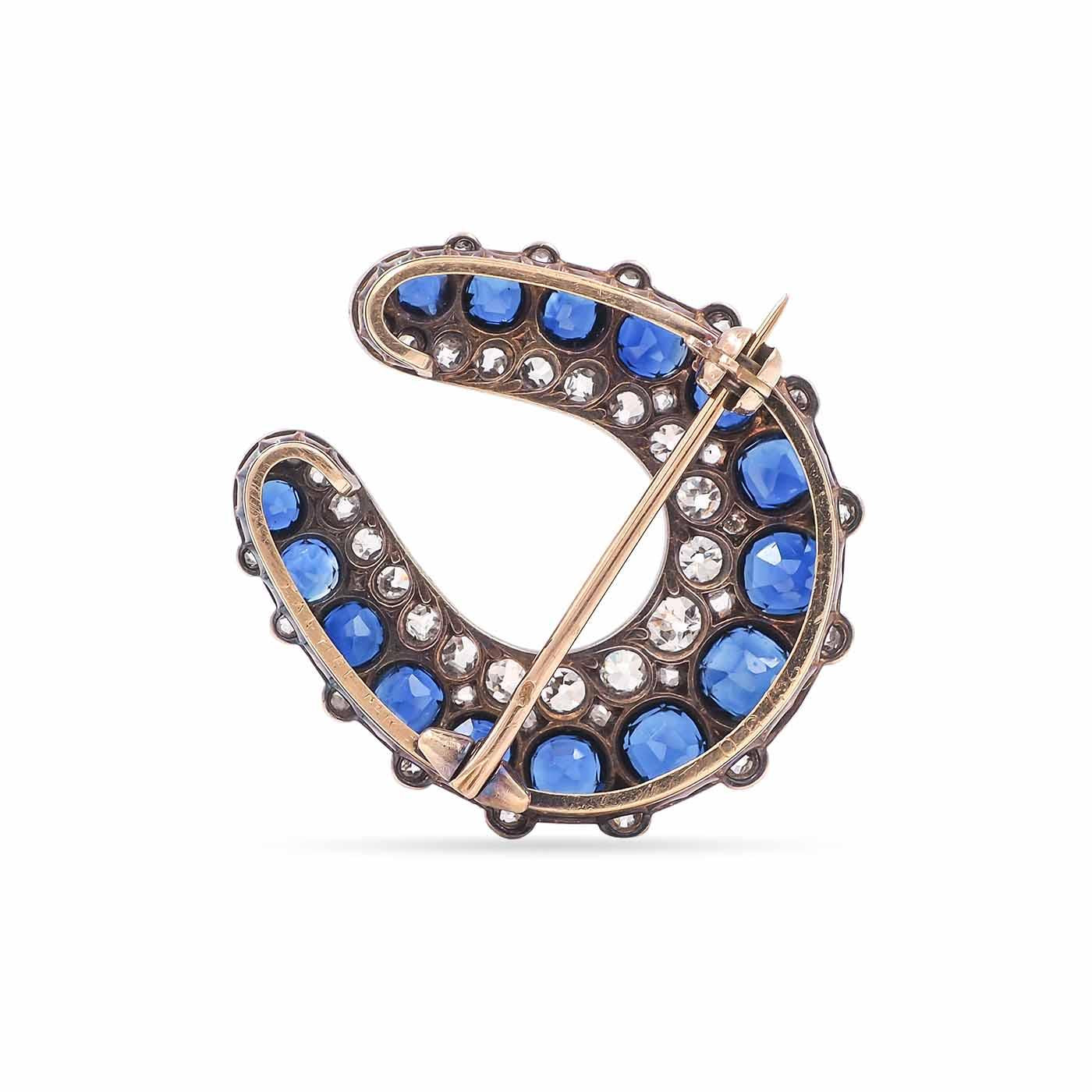 Victorian 7.25 Ctw. Sapphire & Diamond Horseshoe Pendant & Brooch by Cartier