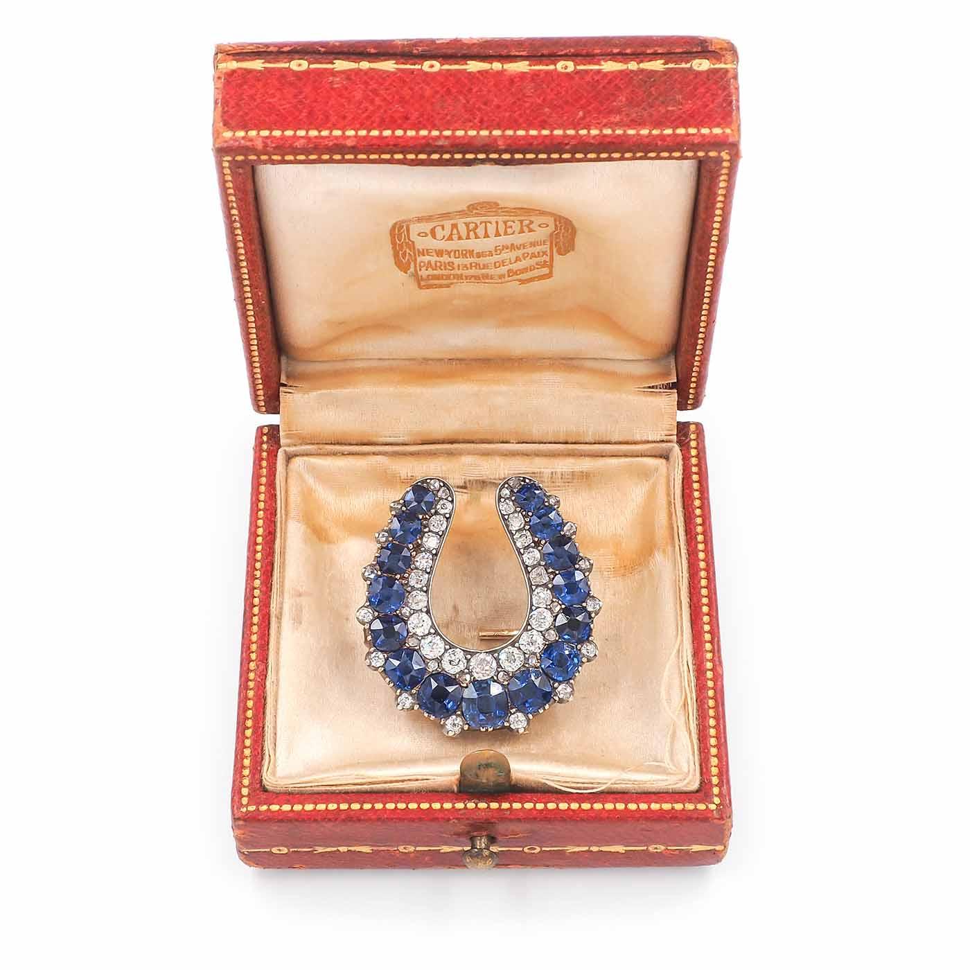 Victorian 7.25 Ctw. Sapphire & Diamond Horseshoe Pendant & Brooch by Cartier