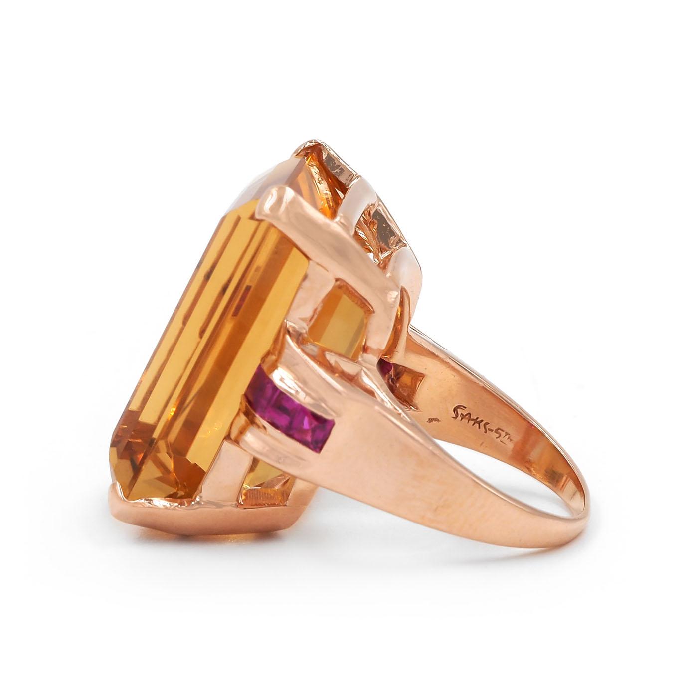 Retro 30 Ct. Citrine & Ruby Dinner Ring by Saks 5th Ave.