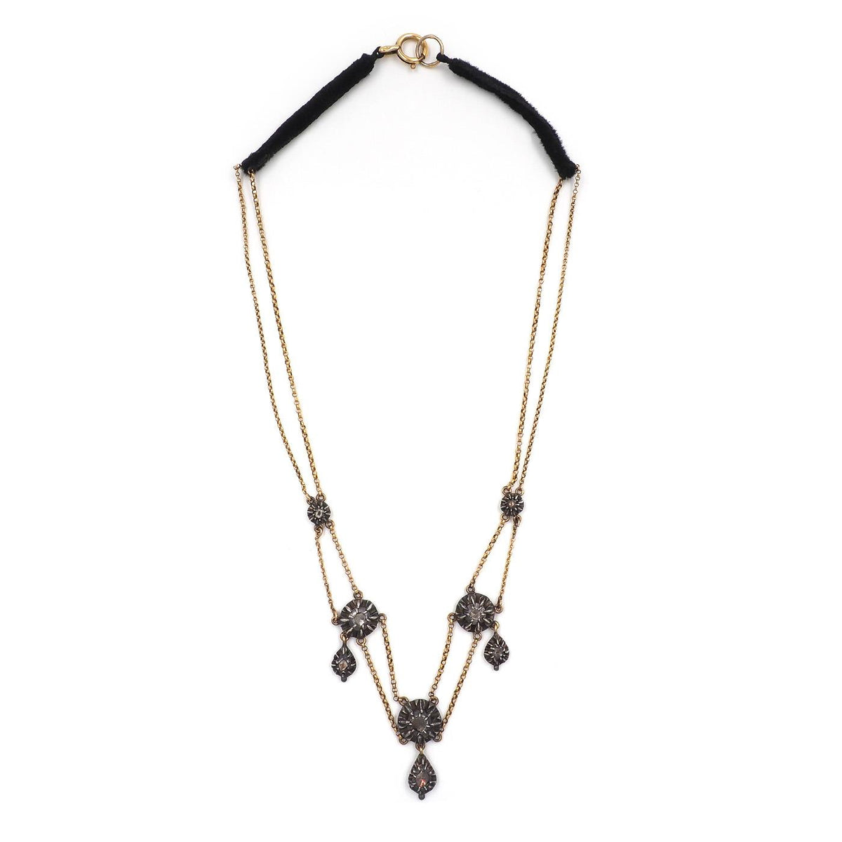 Georgian 0.50 Ctw. Rose Cut & Table Cut Diamond 'Swag' Chain Necklace