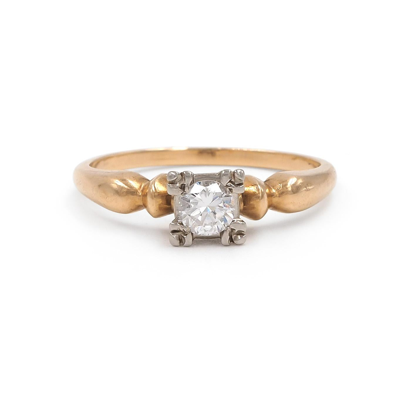 Retro 0.30 Ct. Transitional Cut Diamond Two-Tone Solitaire Engagement Ring