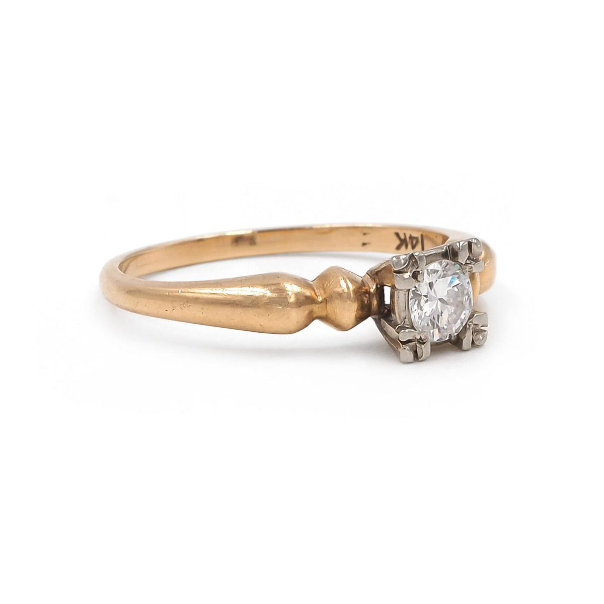 Retro 0.30 Ct. Transitional Cut Diamond Two-Tone Solitaire Engagement Ring