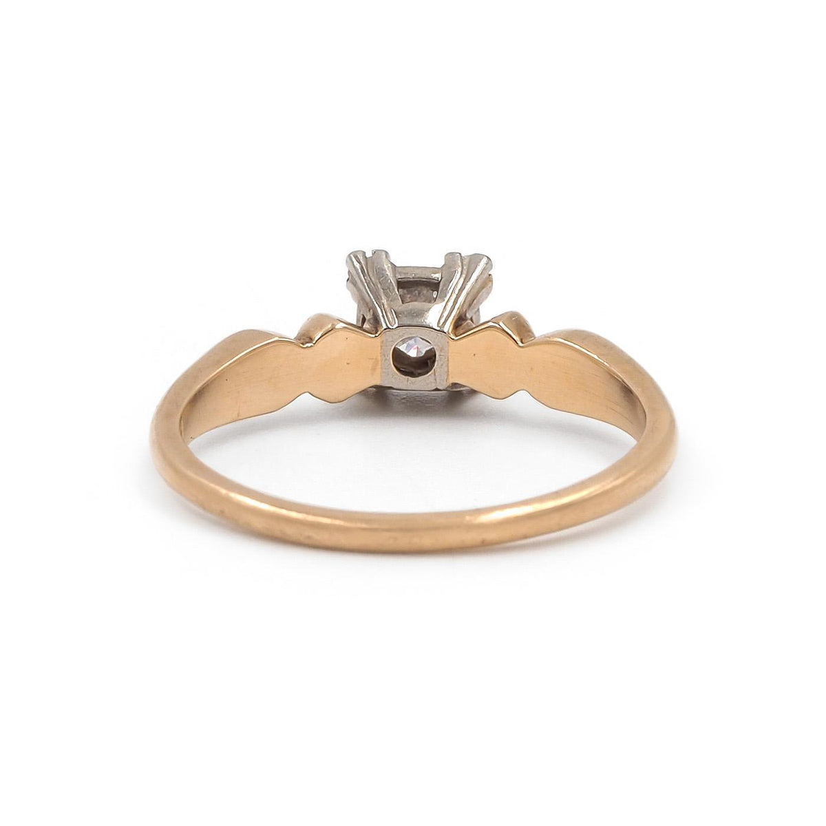 Retro 0.30 Ct. Transitional Cut Diamond Two-Tone Solitaire Engagement Ring
