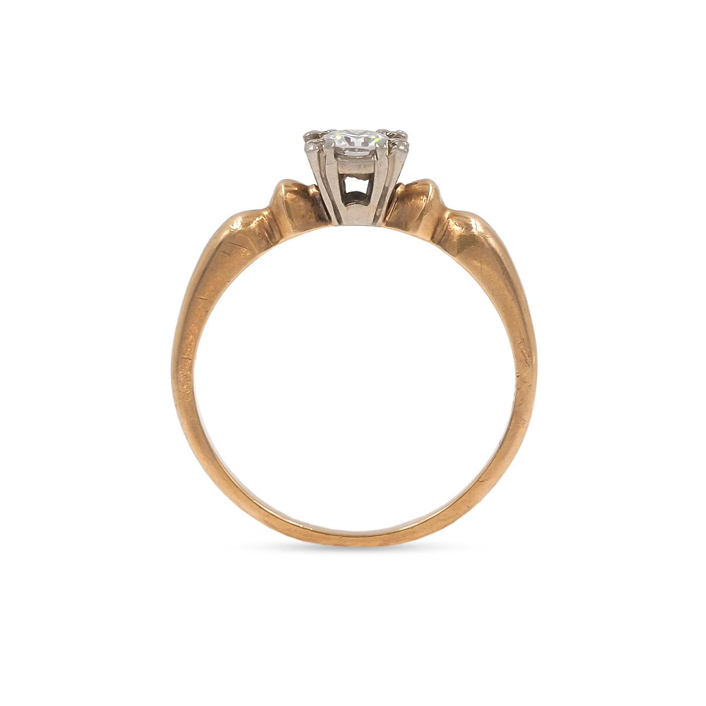 Retro 0.30 Ct. Transitional Cut Diamond Two-Tone Solitaire Engagement Ring
