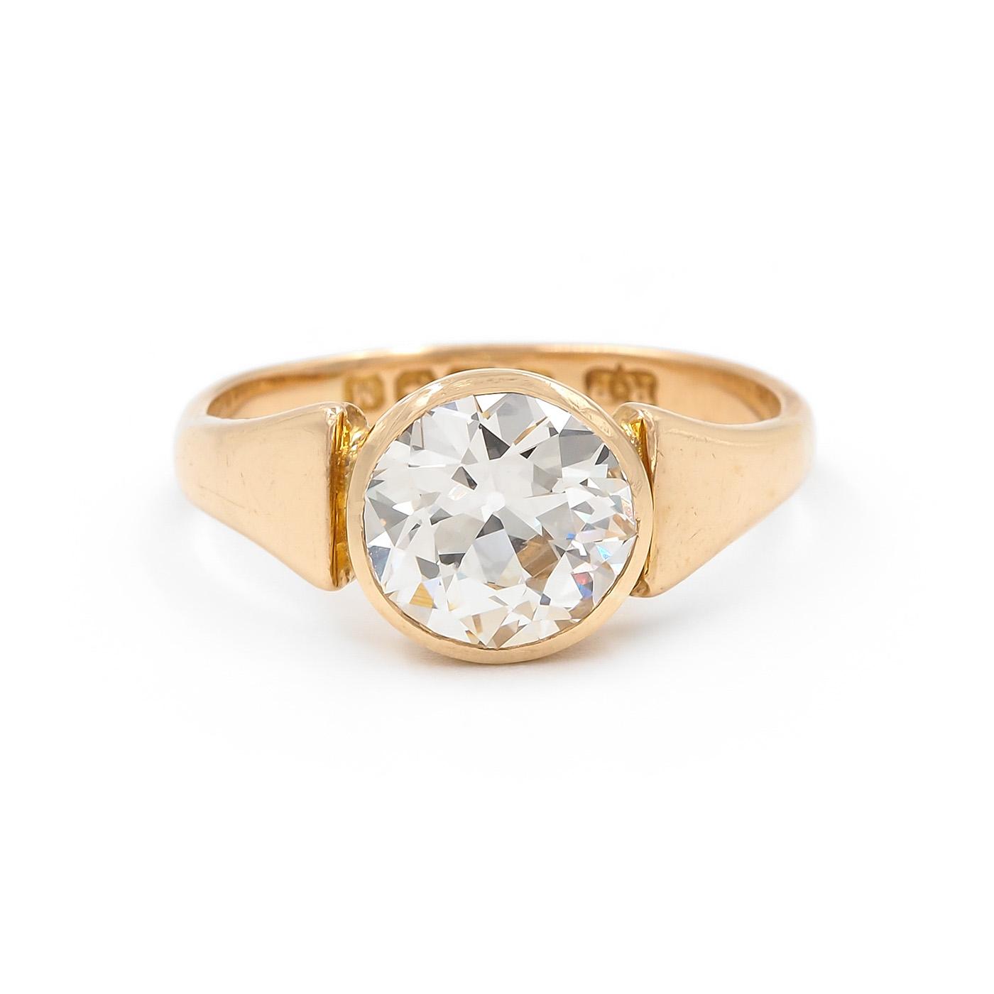 Victorian 2.27 Ct. Old European Cut Diamond Solitaire Engagement Ring