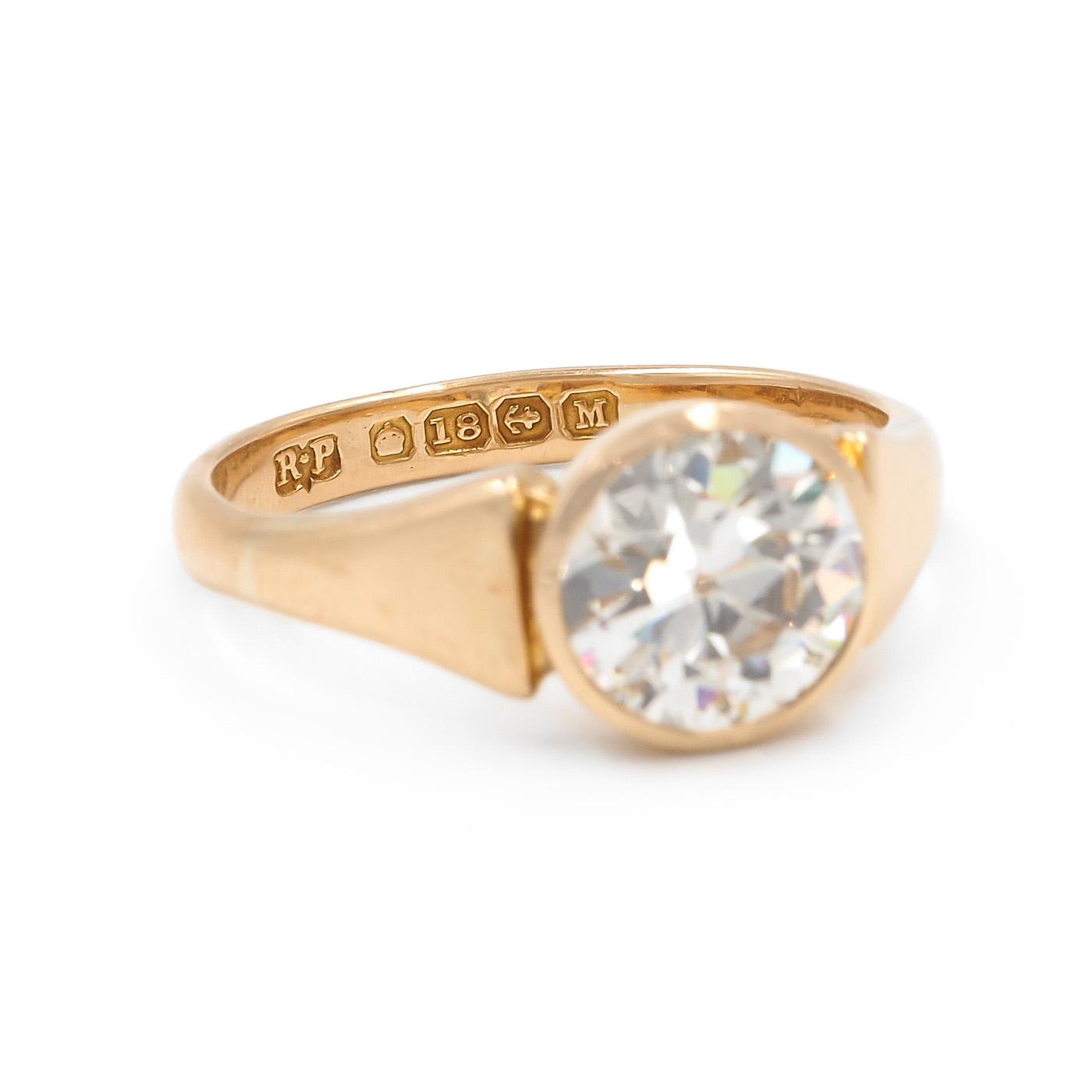 Victorian 2.27 Ct. Old European Cut Diamond Solitaire Engagement Ring