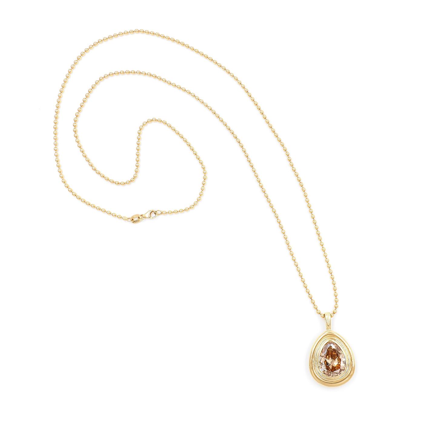 6.54 Ct. Natural Brownish Yellow Diamond Double Bezel Pendant Necklace